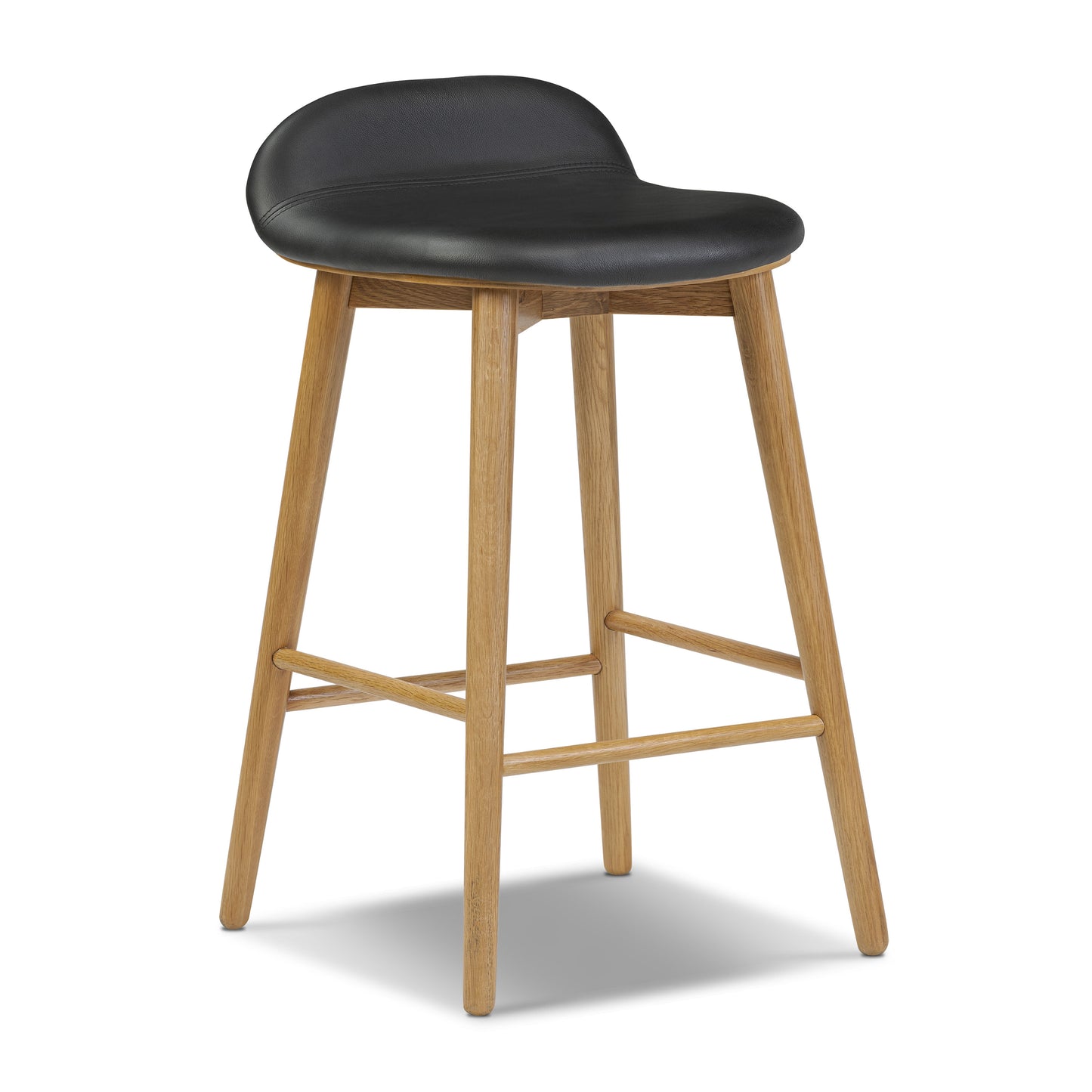 Notello Leather Counter Stool | Black/Oak