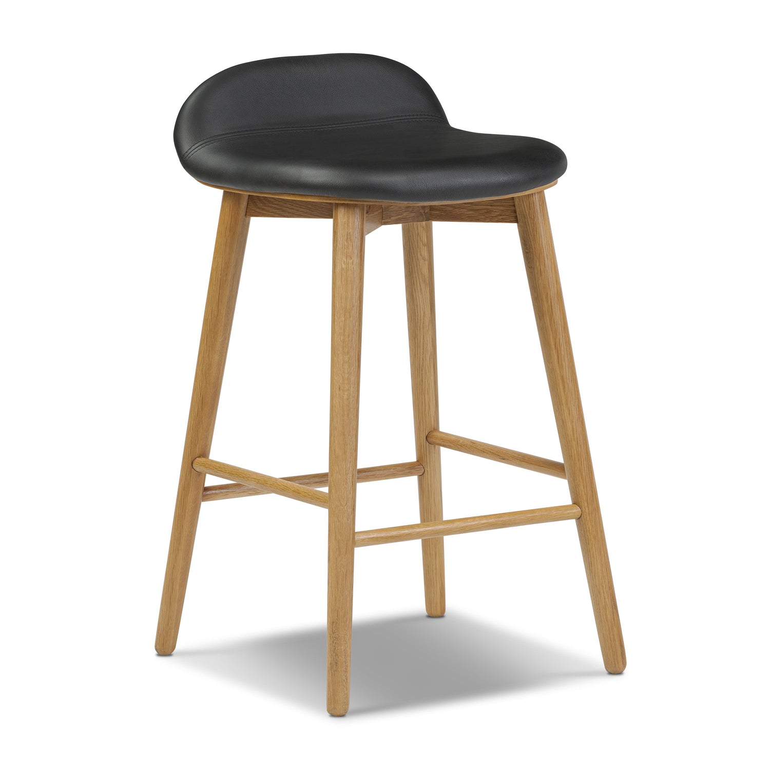 Notello Leather Counter Stool | Black/Oak 