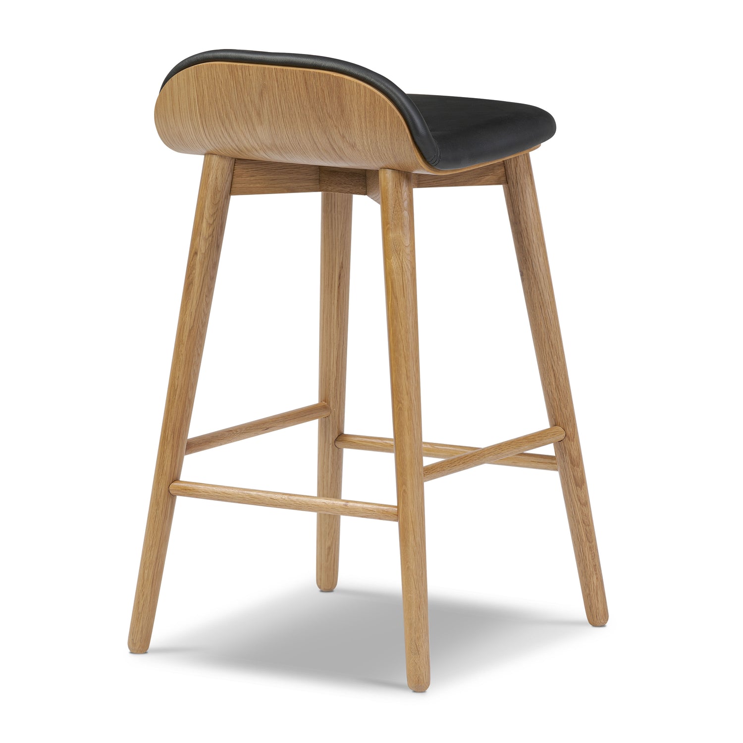 Notello Leather Counter Stool | Black/Oak 