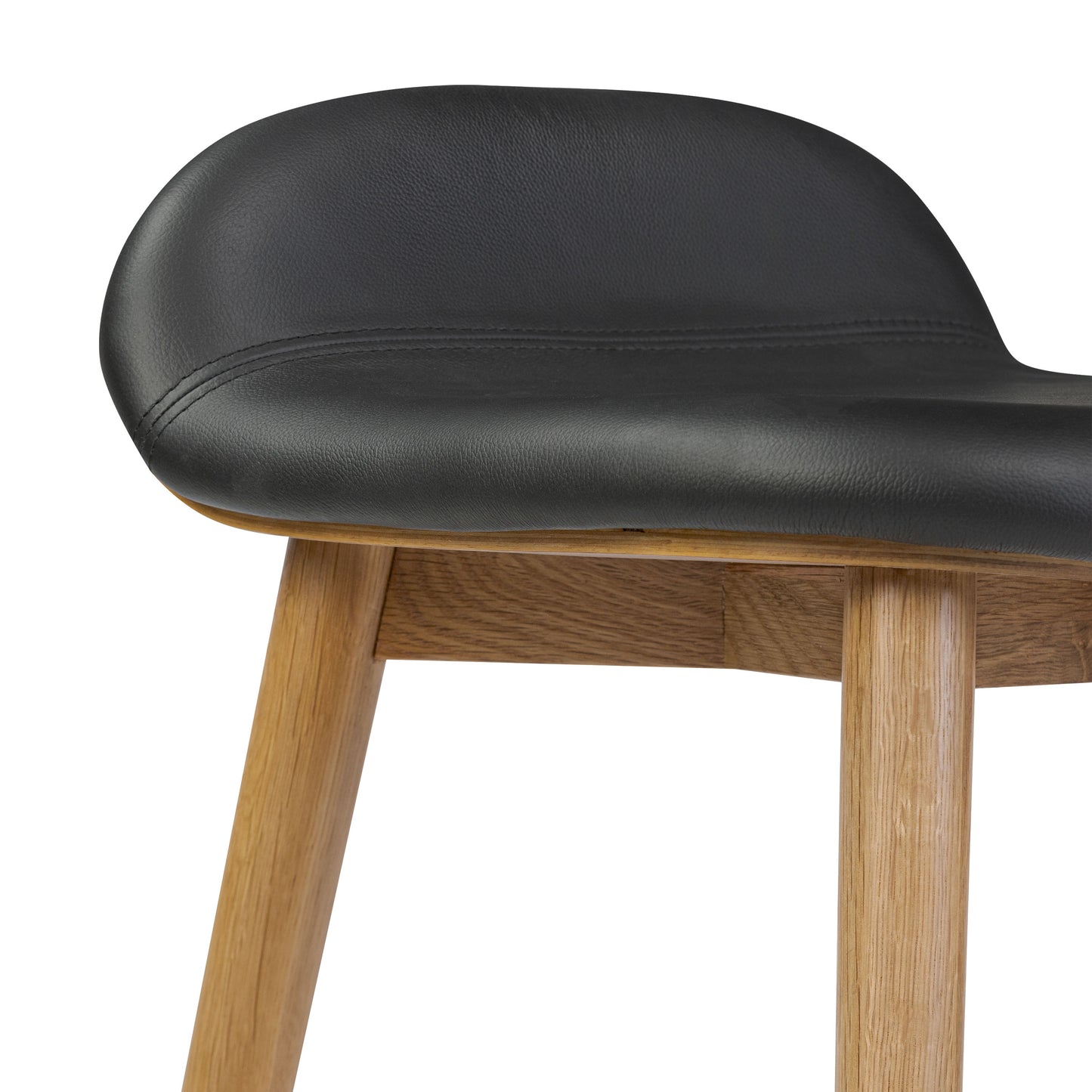 Notello Leather Counter Stool | Black/Oak