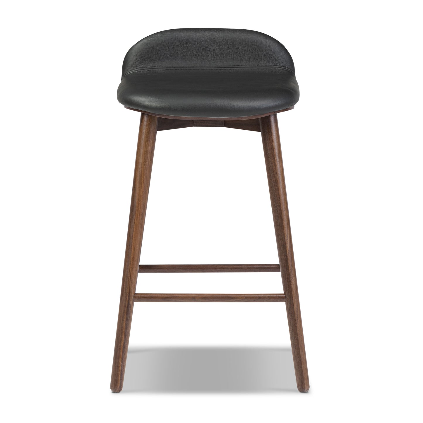 Notello Leather Counter Stool | Black/Walnut