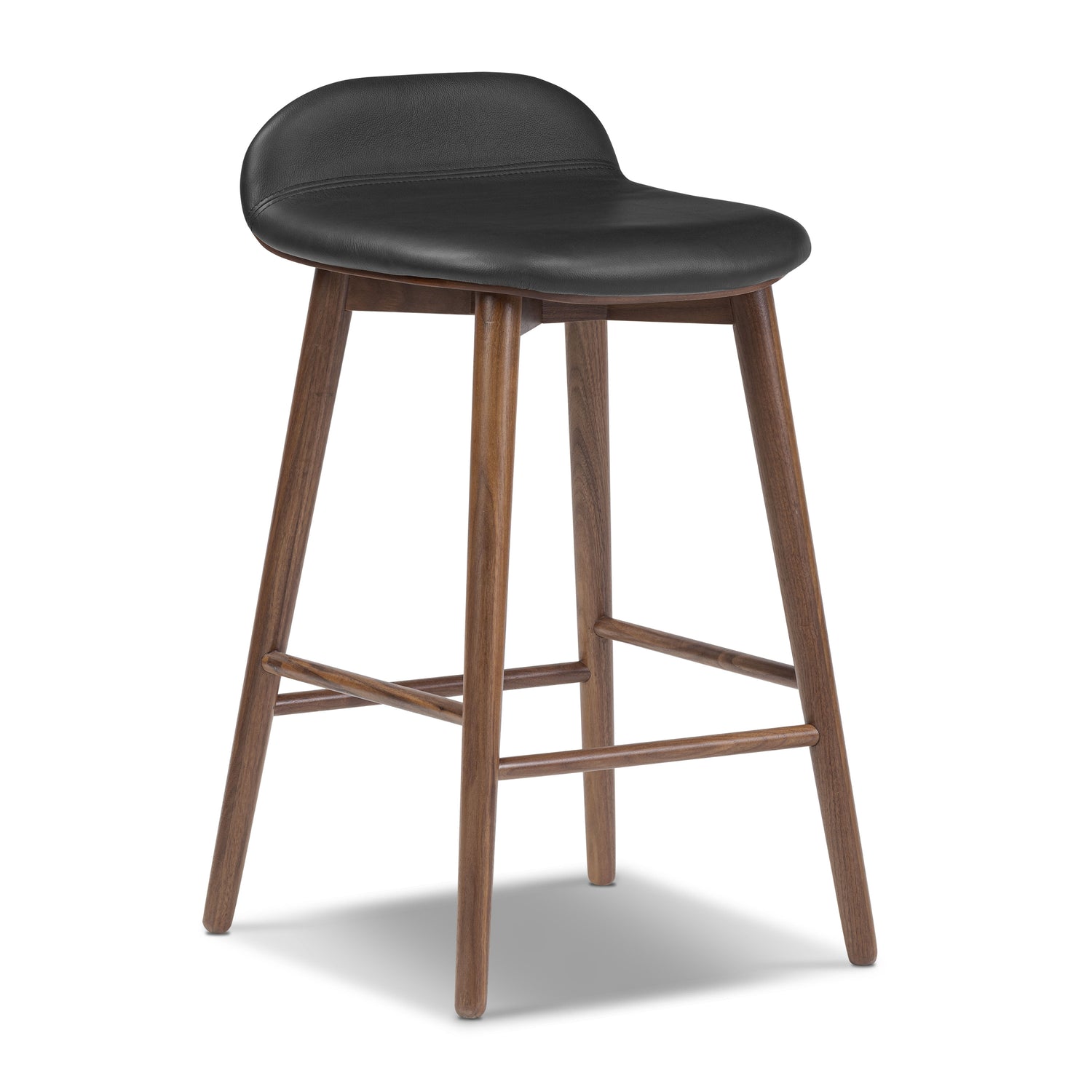 Notello Leather Counter Stool | Black/Walnut 