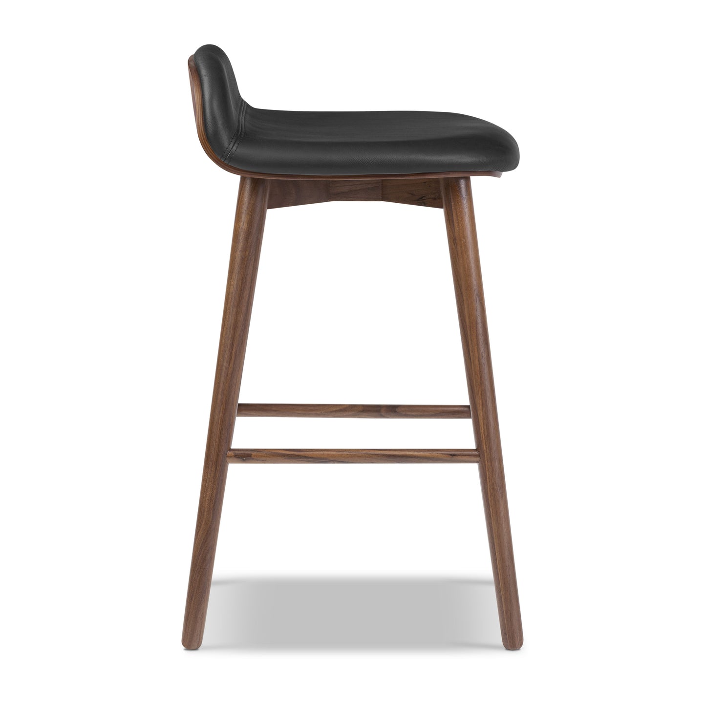 Notello Leather Counter Stool | Black/Walnut