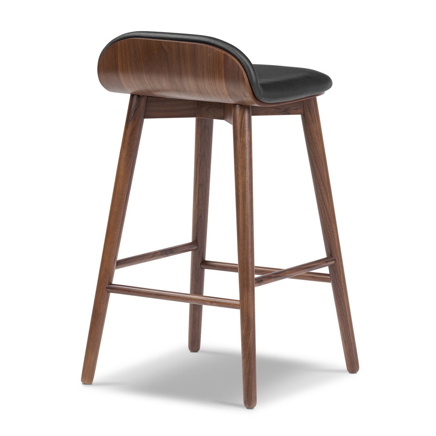 Notello Leather Counter Stool | Black/Walnut
