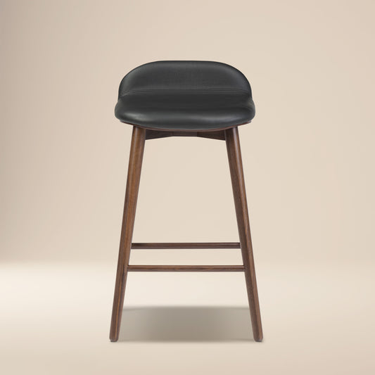 Notello Leather Counter Stool | Black/Walnut