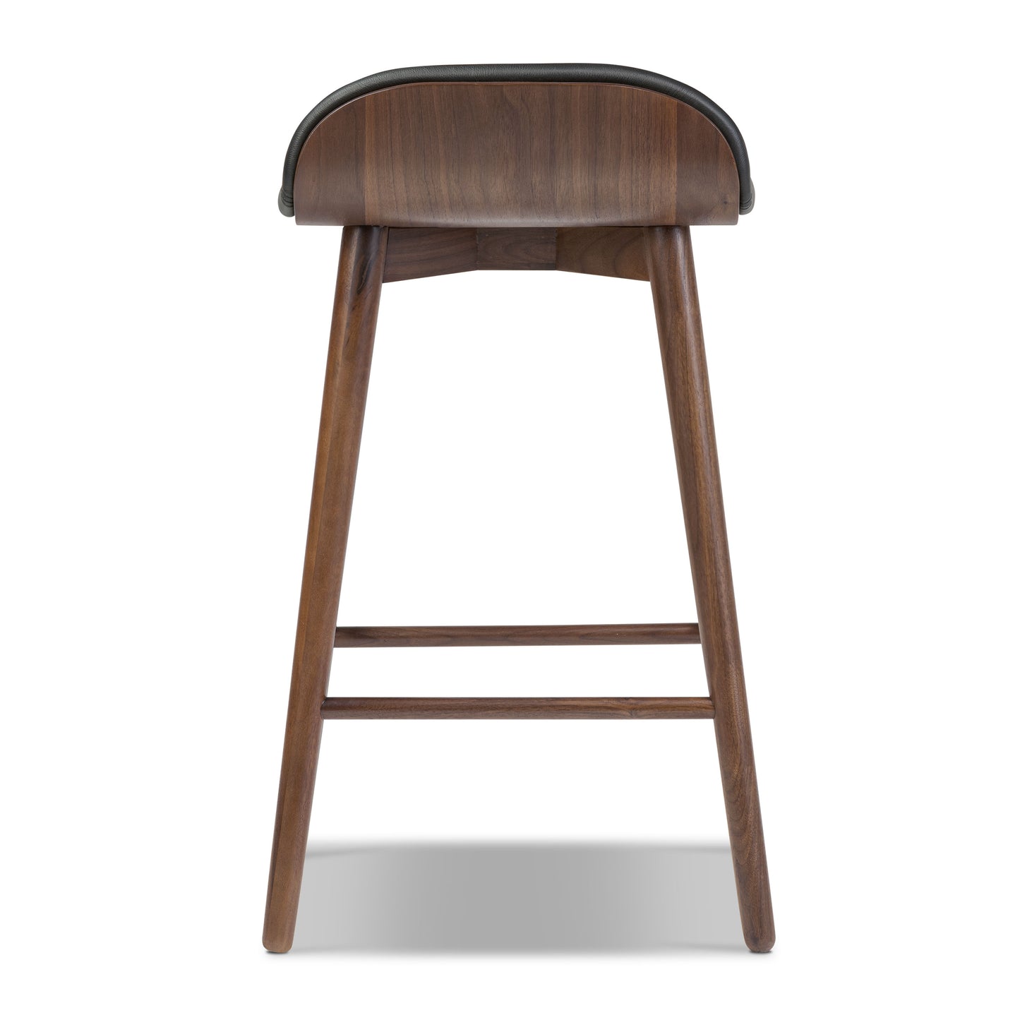Notello Leather Counter Stool | Black/Walnut