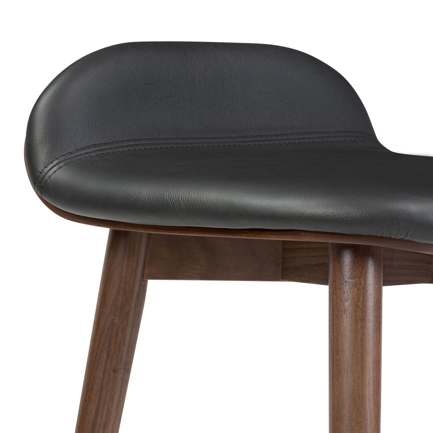 Notello Leather Counter Stool | Black/Walnut 