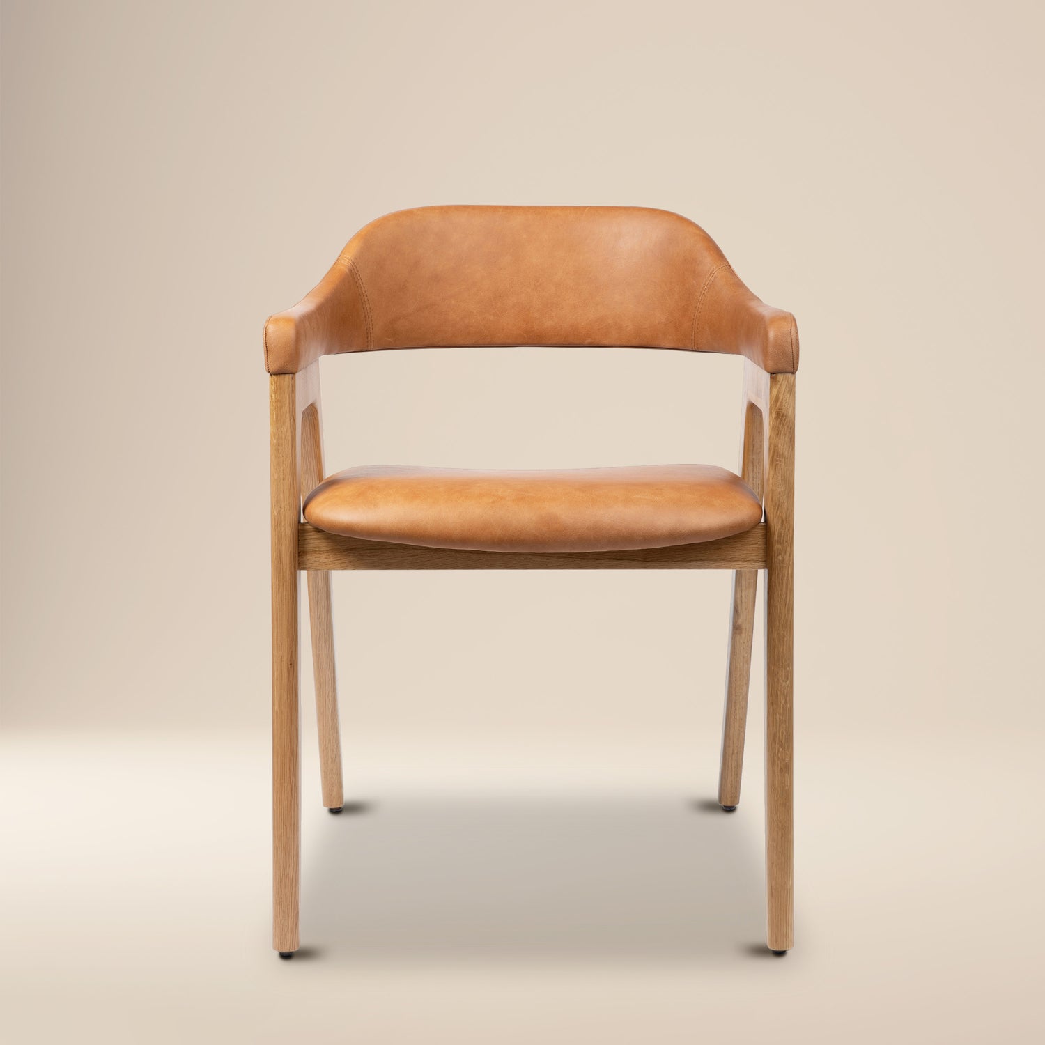 Lando Leather Dining Chair | Caramel Tan/Oak 