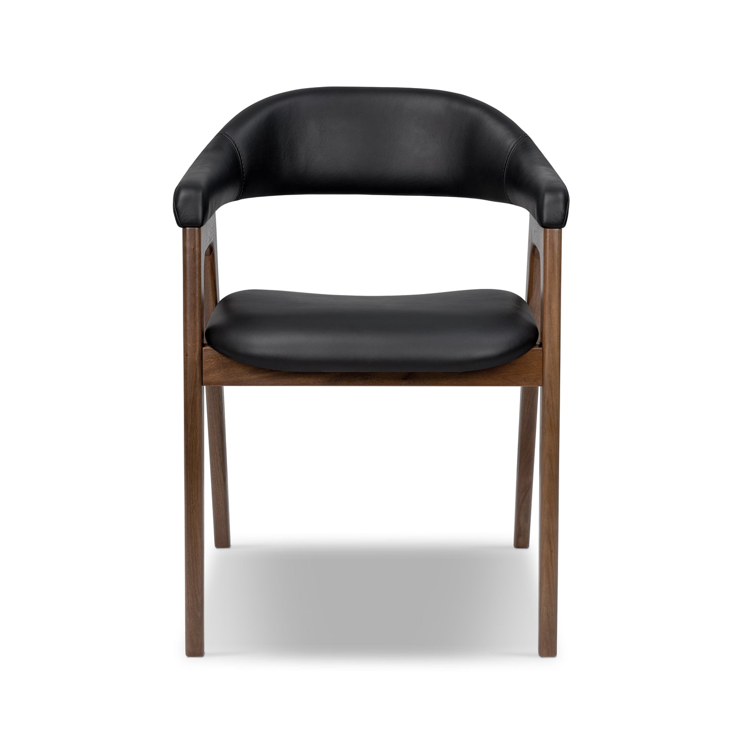 Lando Leather Dining Chair | Black/Walnut