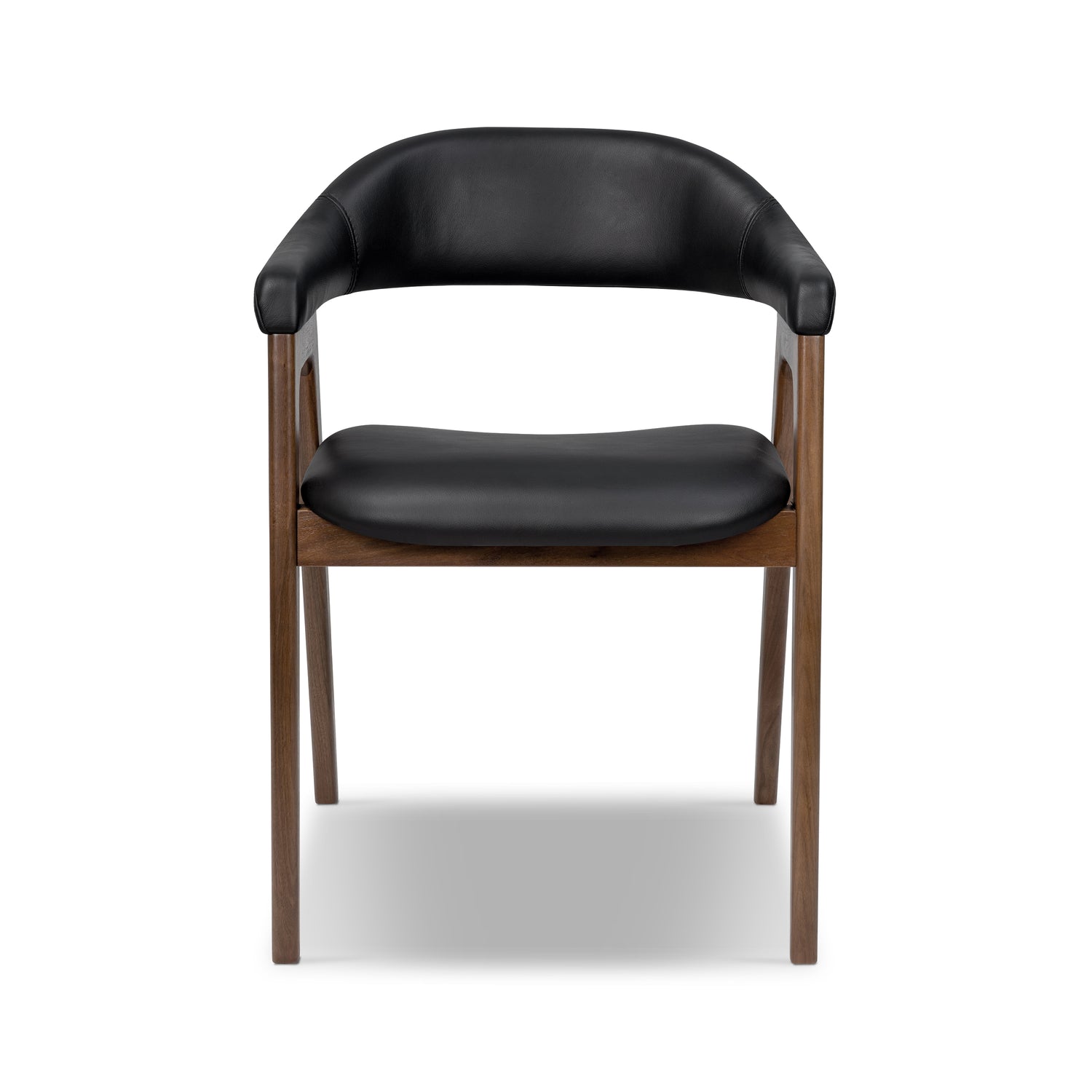Lando Leather Dining Chair | Black/Walnut 