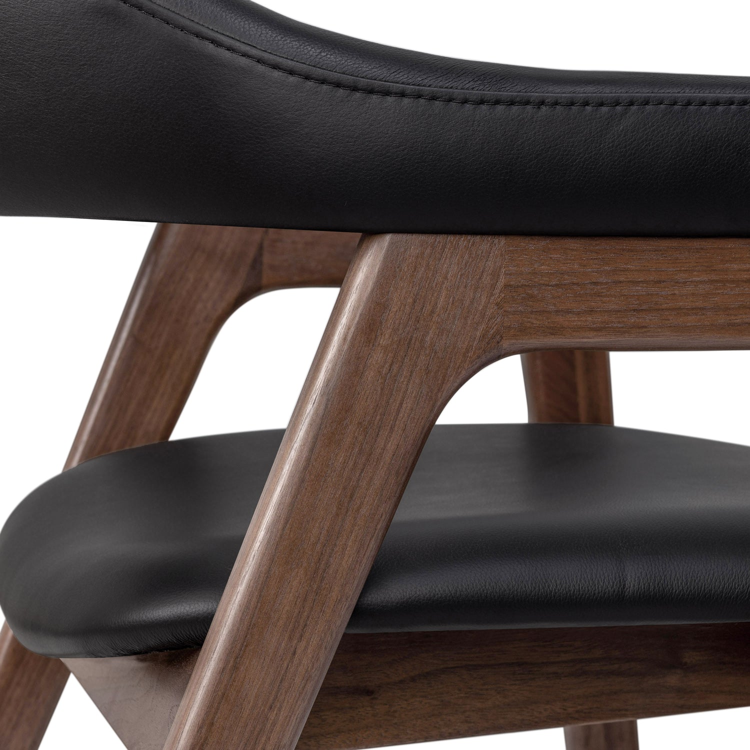 Lando Leather Dining Chair | Black/Walnut 
