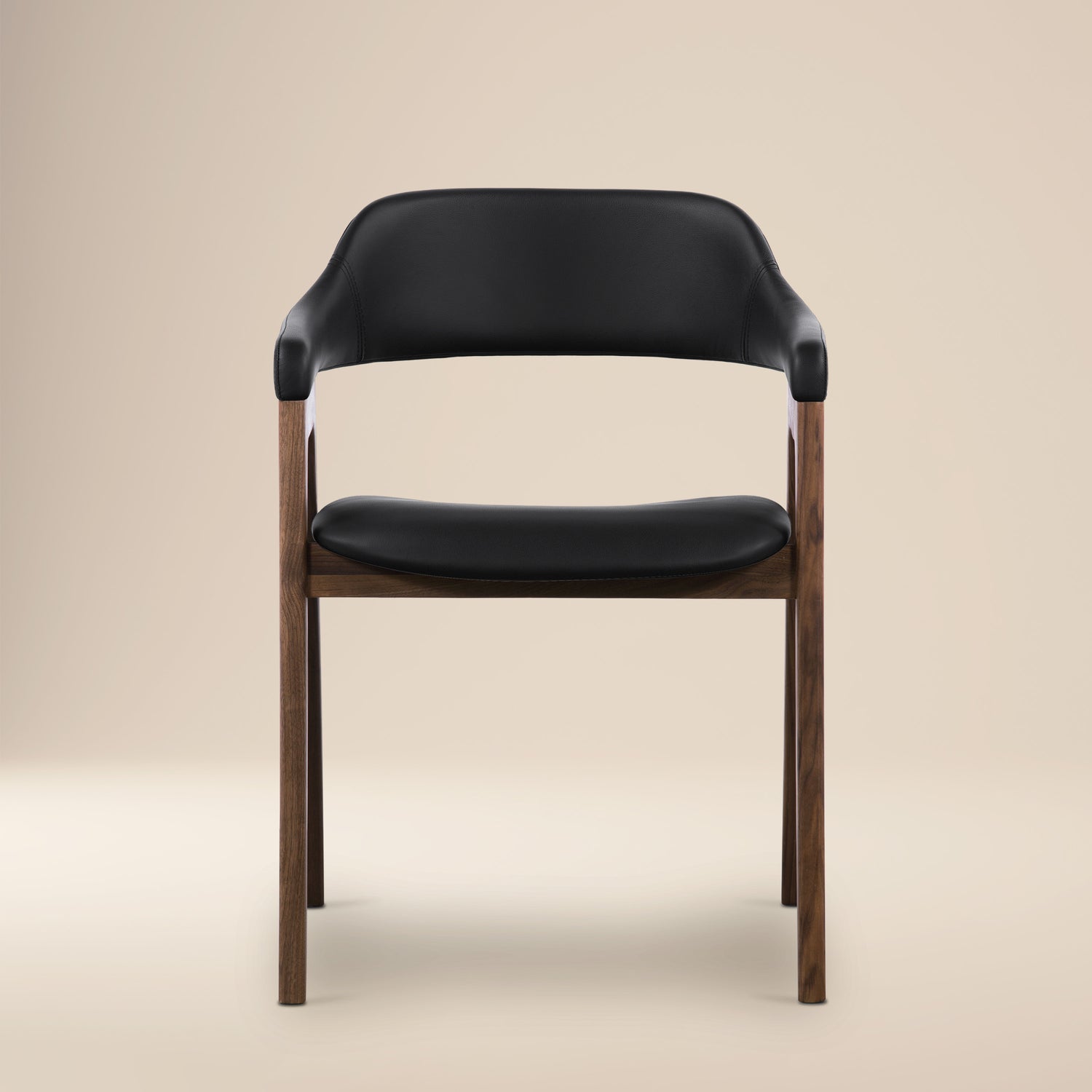 Lando Leather Dining Chair | Black/Walnut 