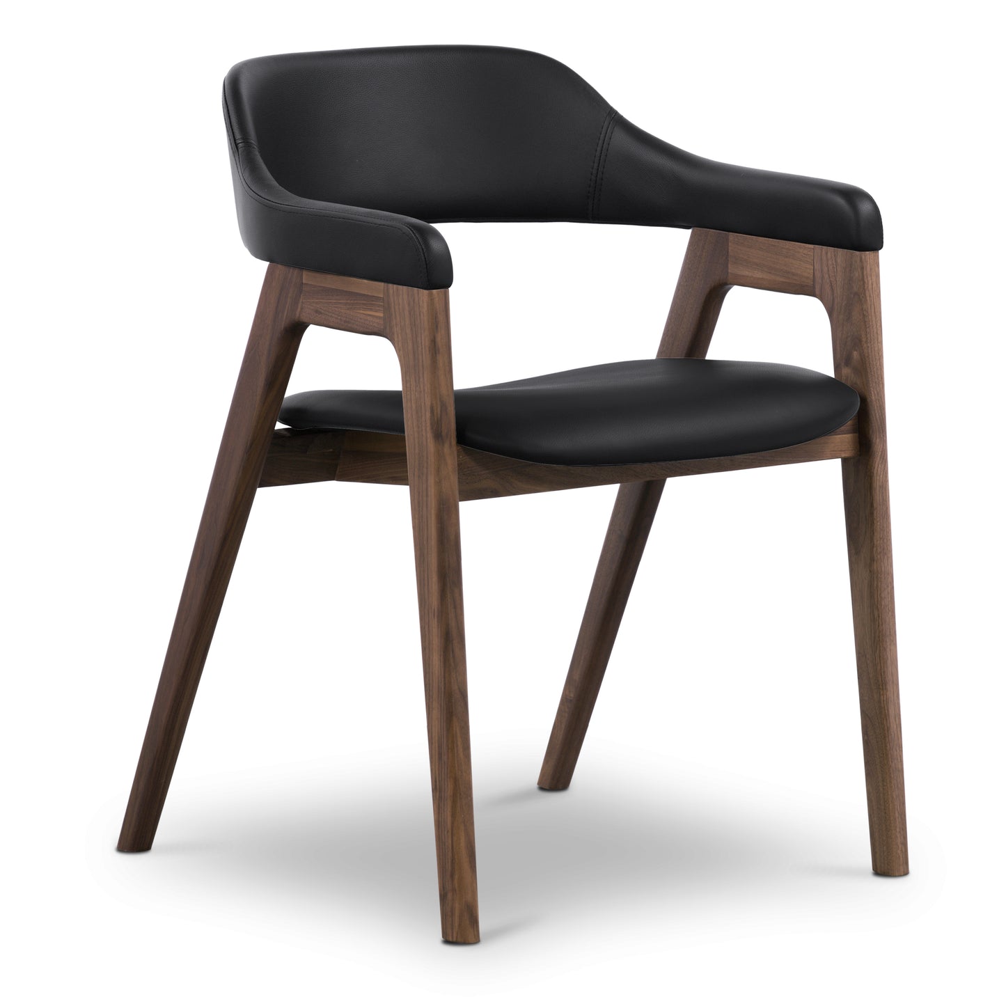 Lando Leather Dining Chair | Black/Walnut