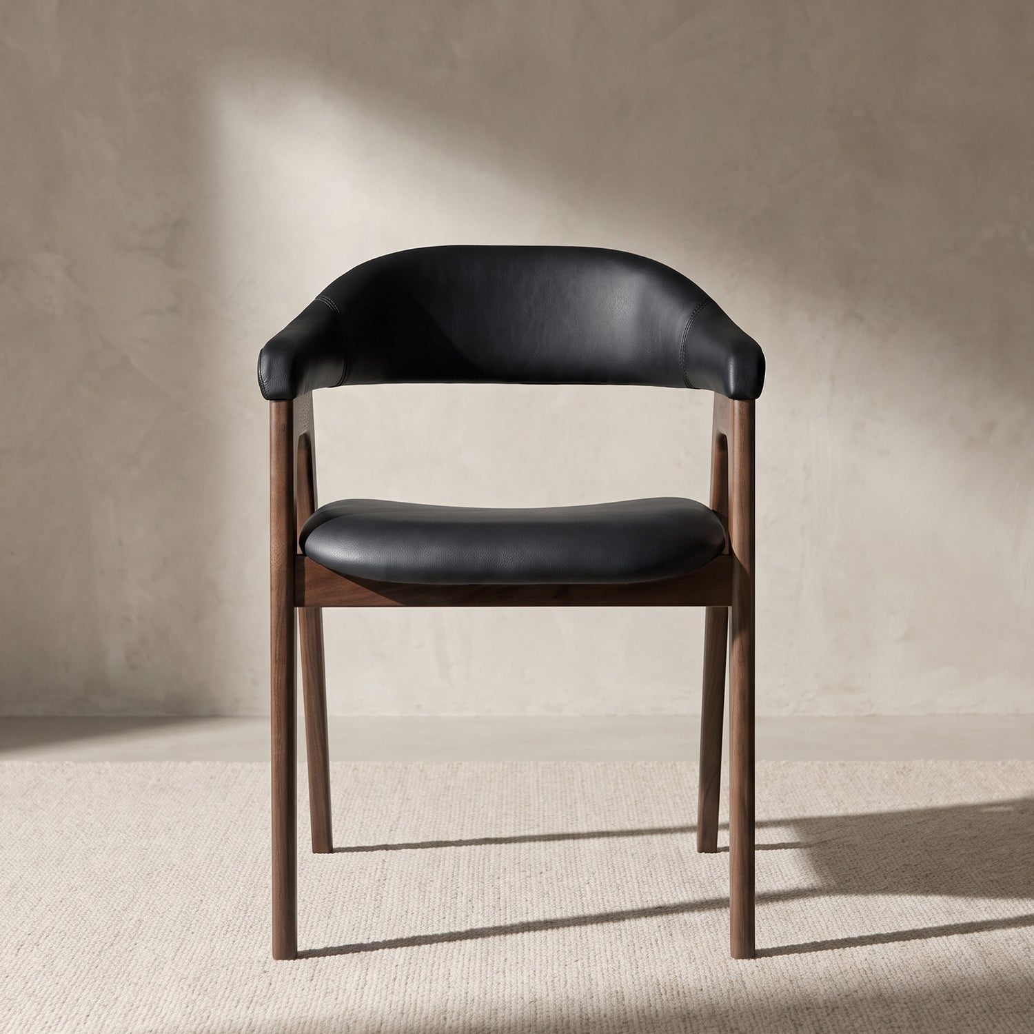 Lando Leather Dining Chair | Black/Walnut lifestyle_image