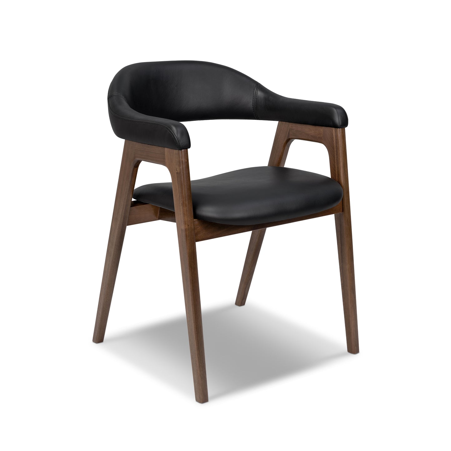 Lando Leather Dining Chair | Black/Walnut