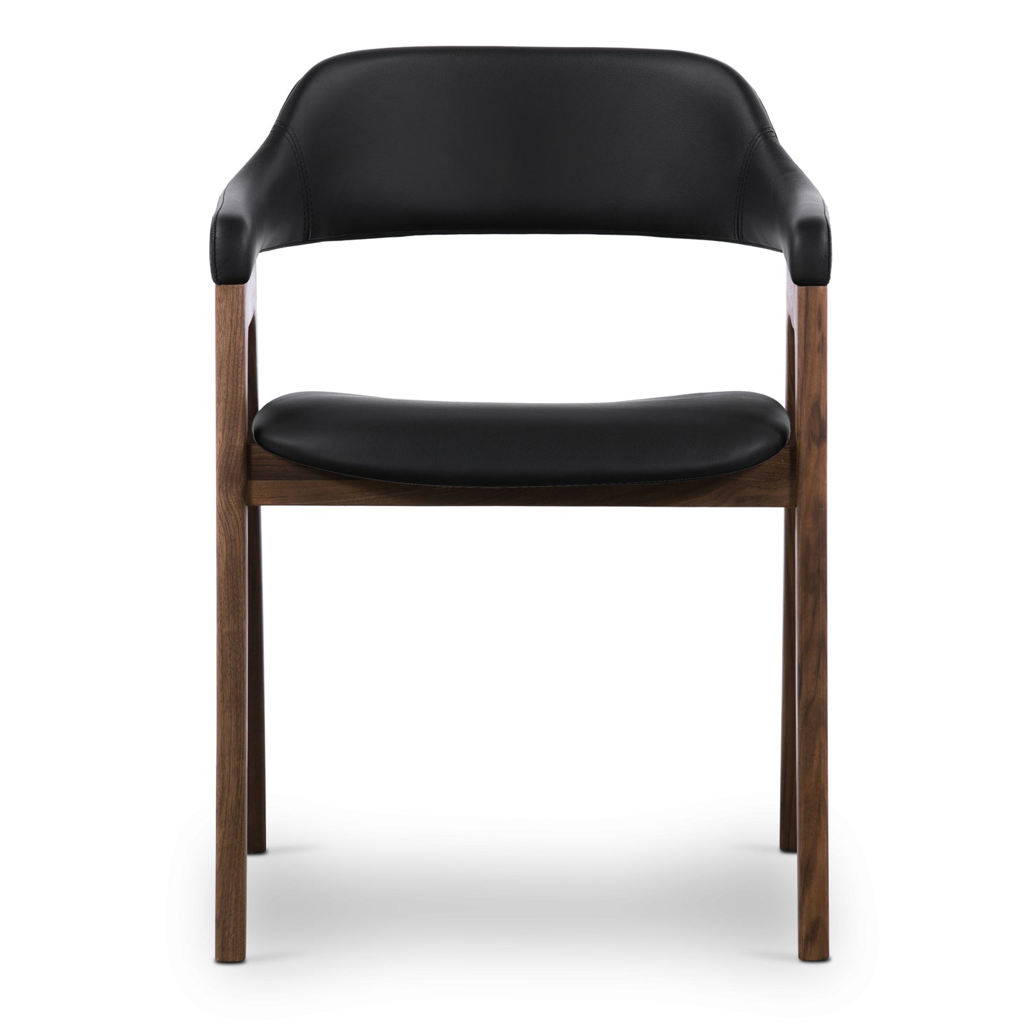 Lando Leather Dining Chair | Black/Walnut