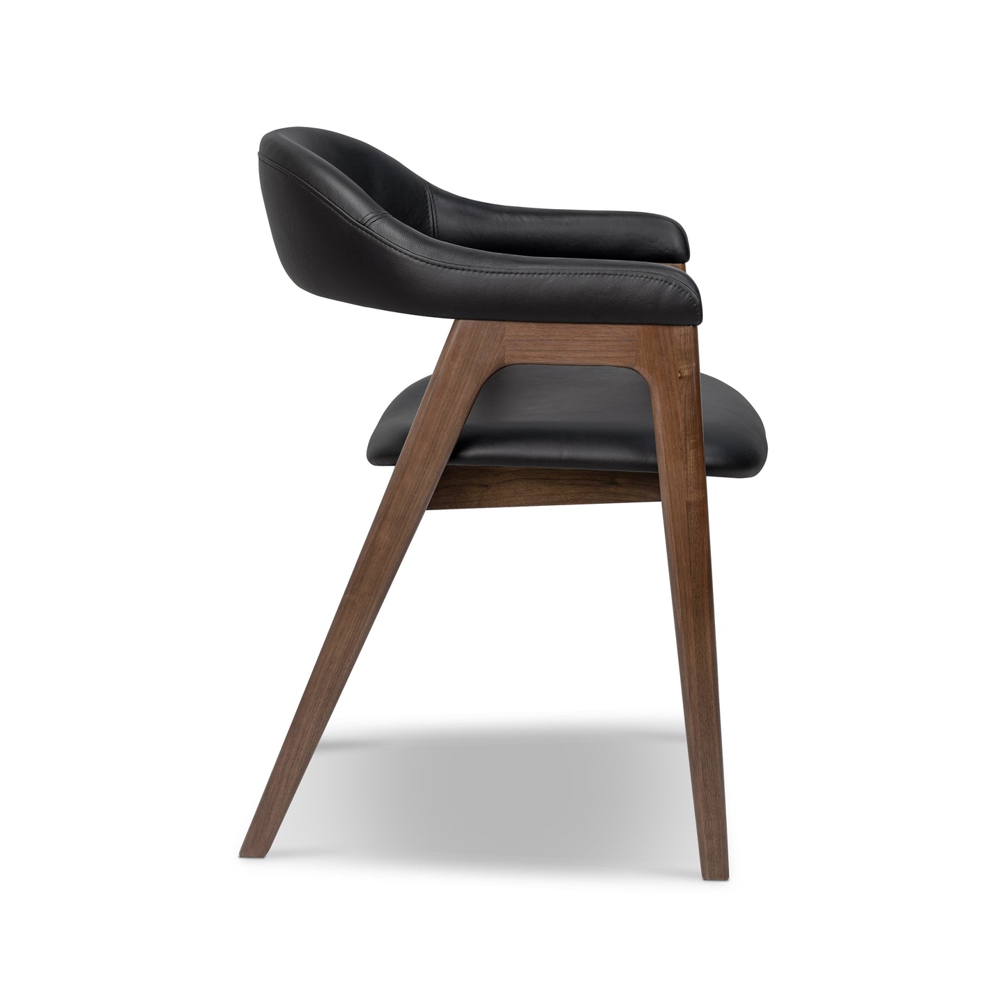 Lando Leather Dining Chair | Black/Walnut