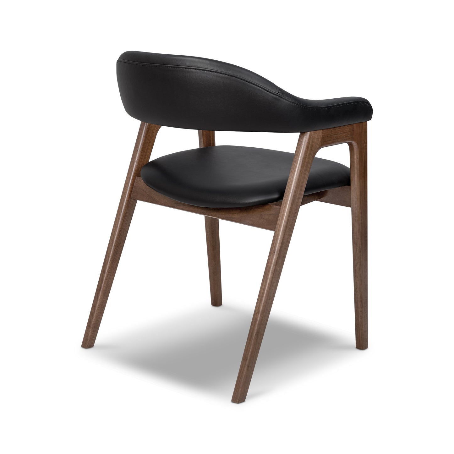Lando Leather Dining Chair | Black/Walnut