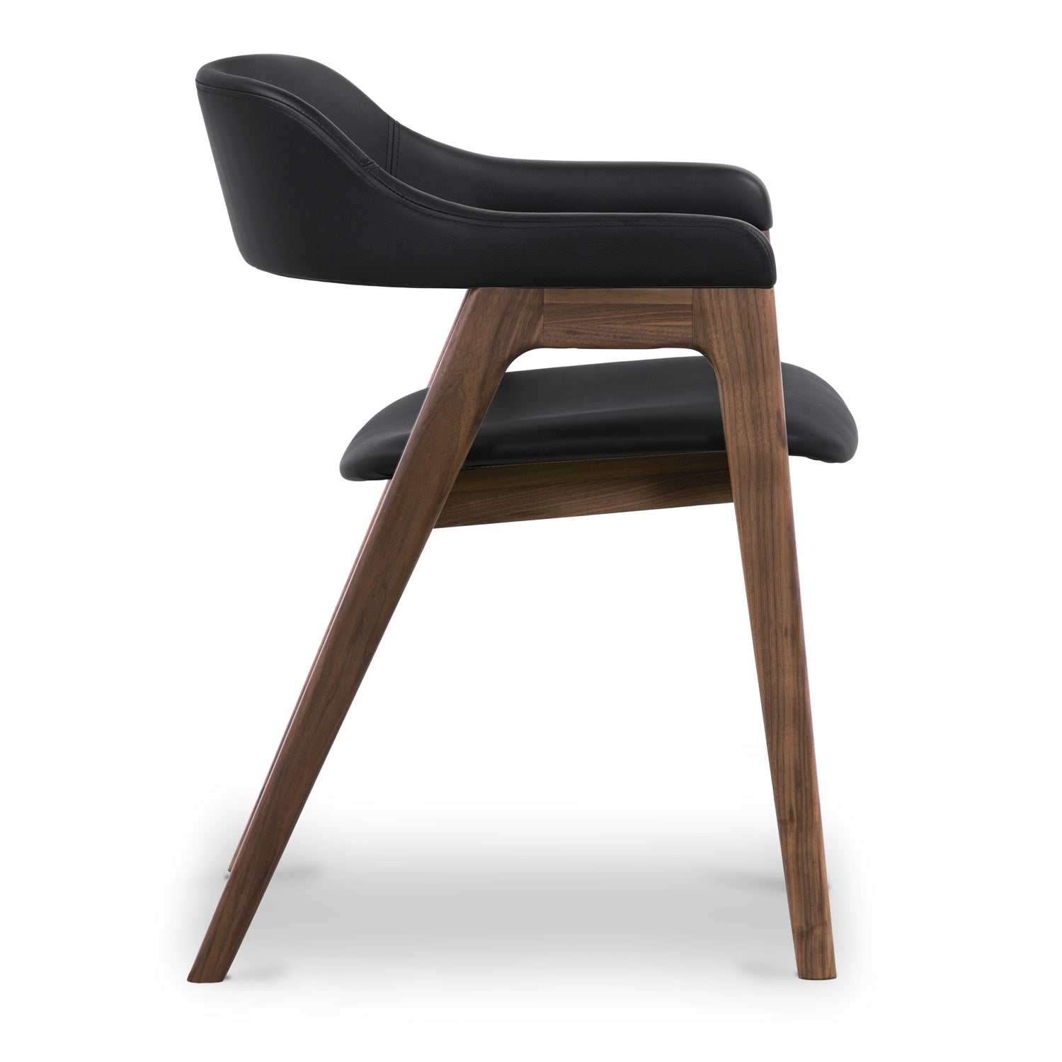Lando Leather Dining Chair | Black/Walnut 
