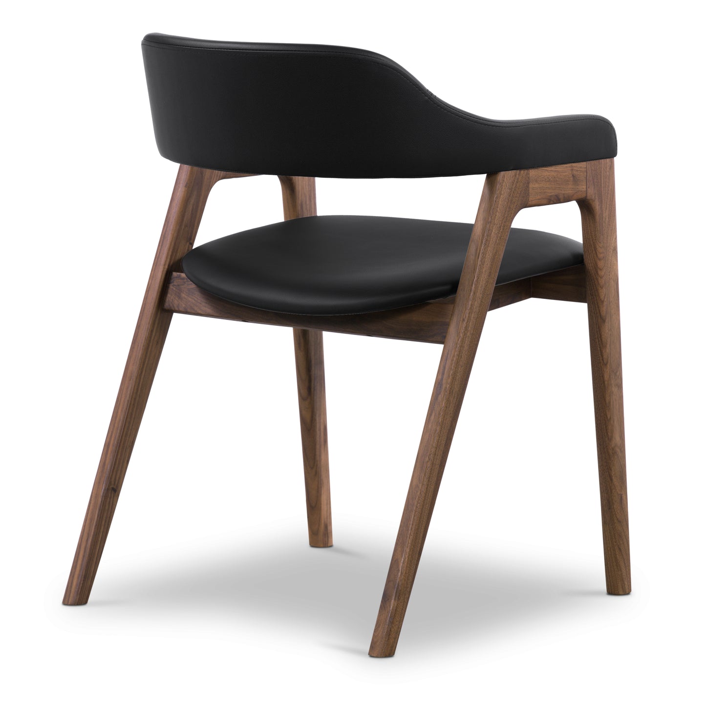 Lando Leather Dining Chair | Black/Walnut