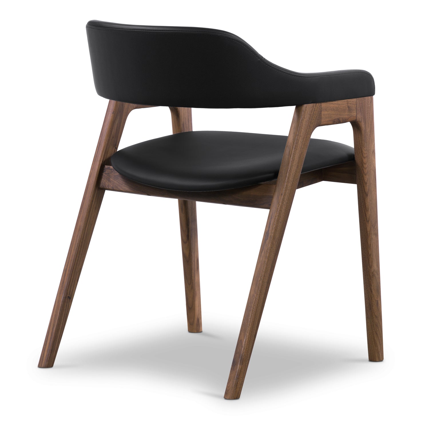 Lando Leather Dining Chair | Black/Walnut 