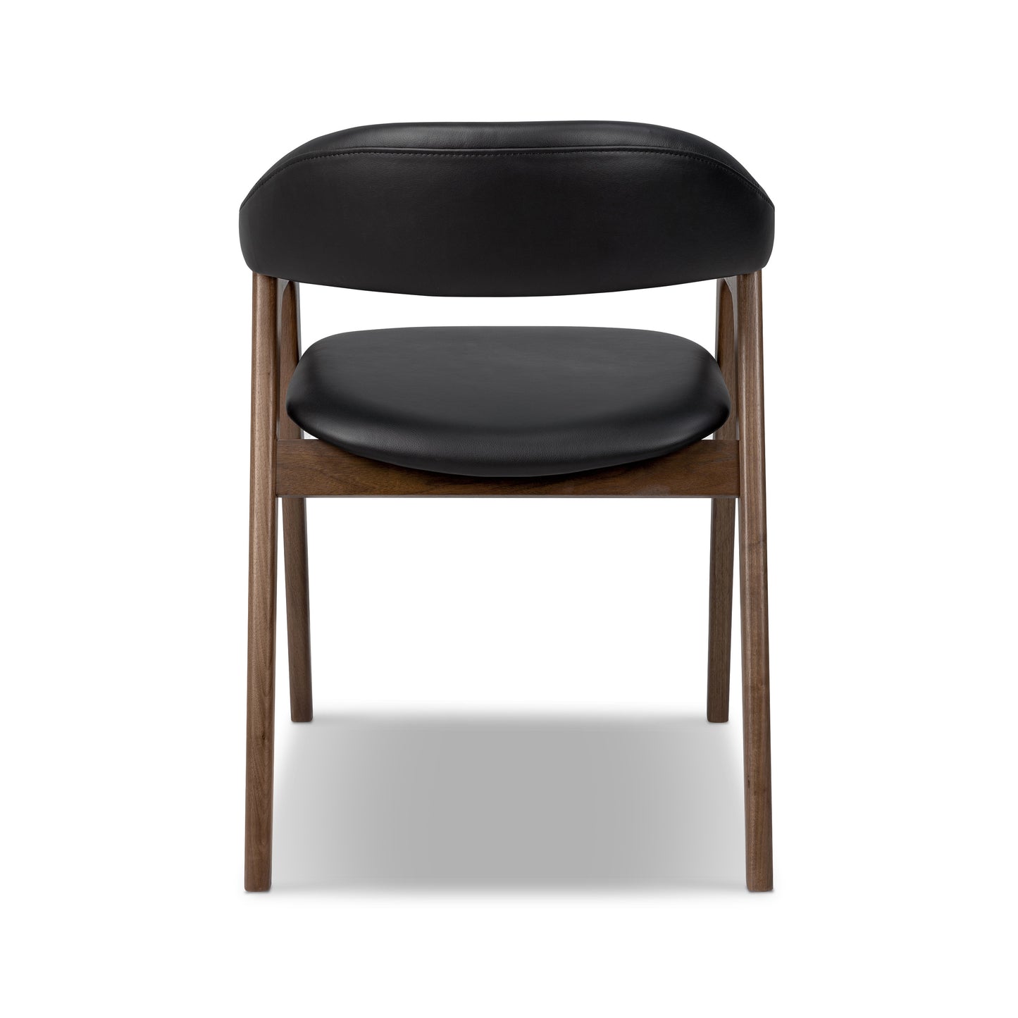 Lando Leather Dining Chair | Black/Walnut