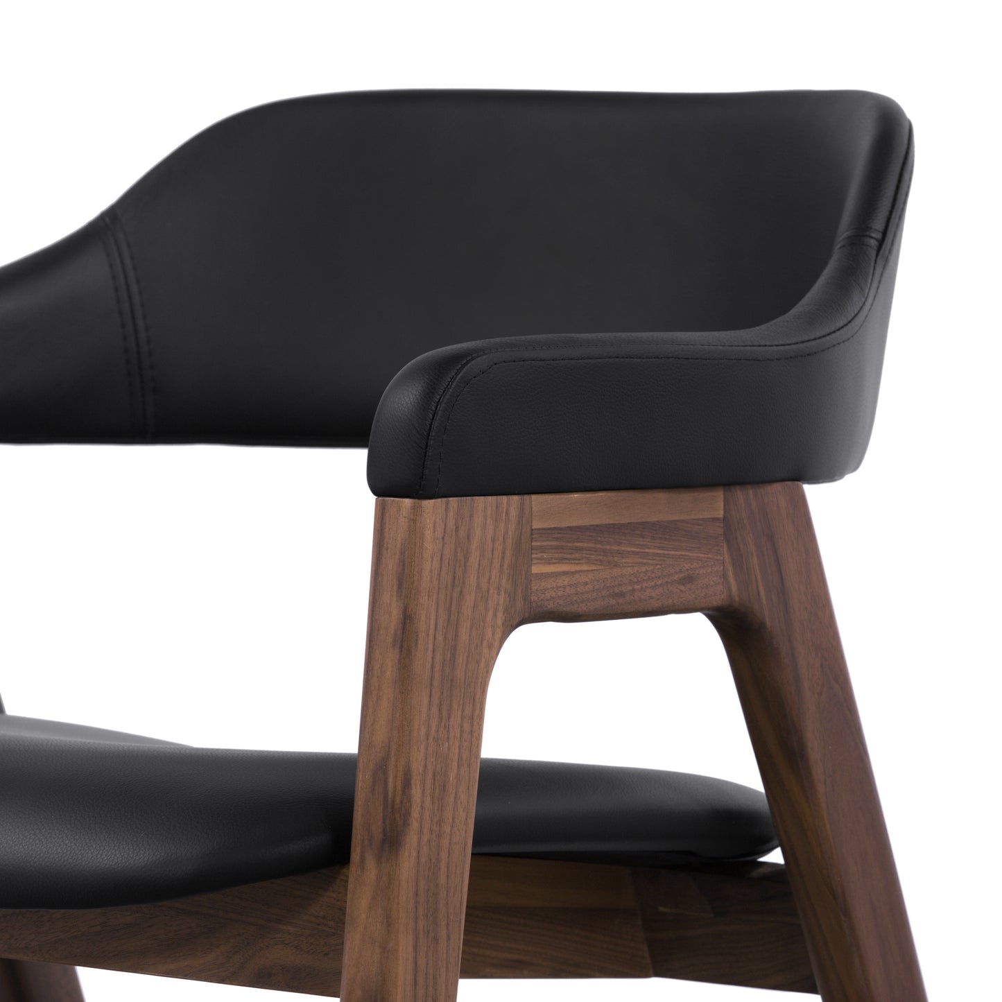 Lando Leather Dining Chair | Black/Walnut