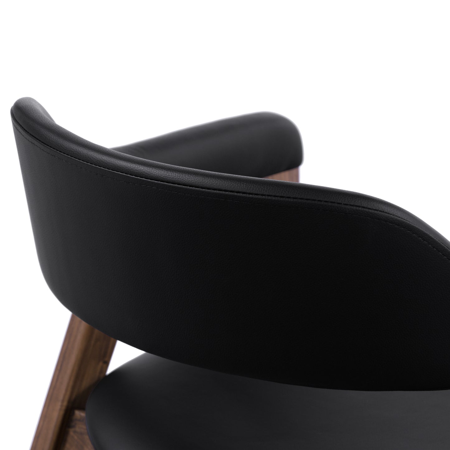 Lando Leather Dining Chair | Black/Walnut