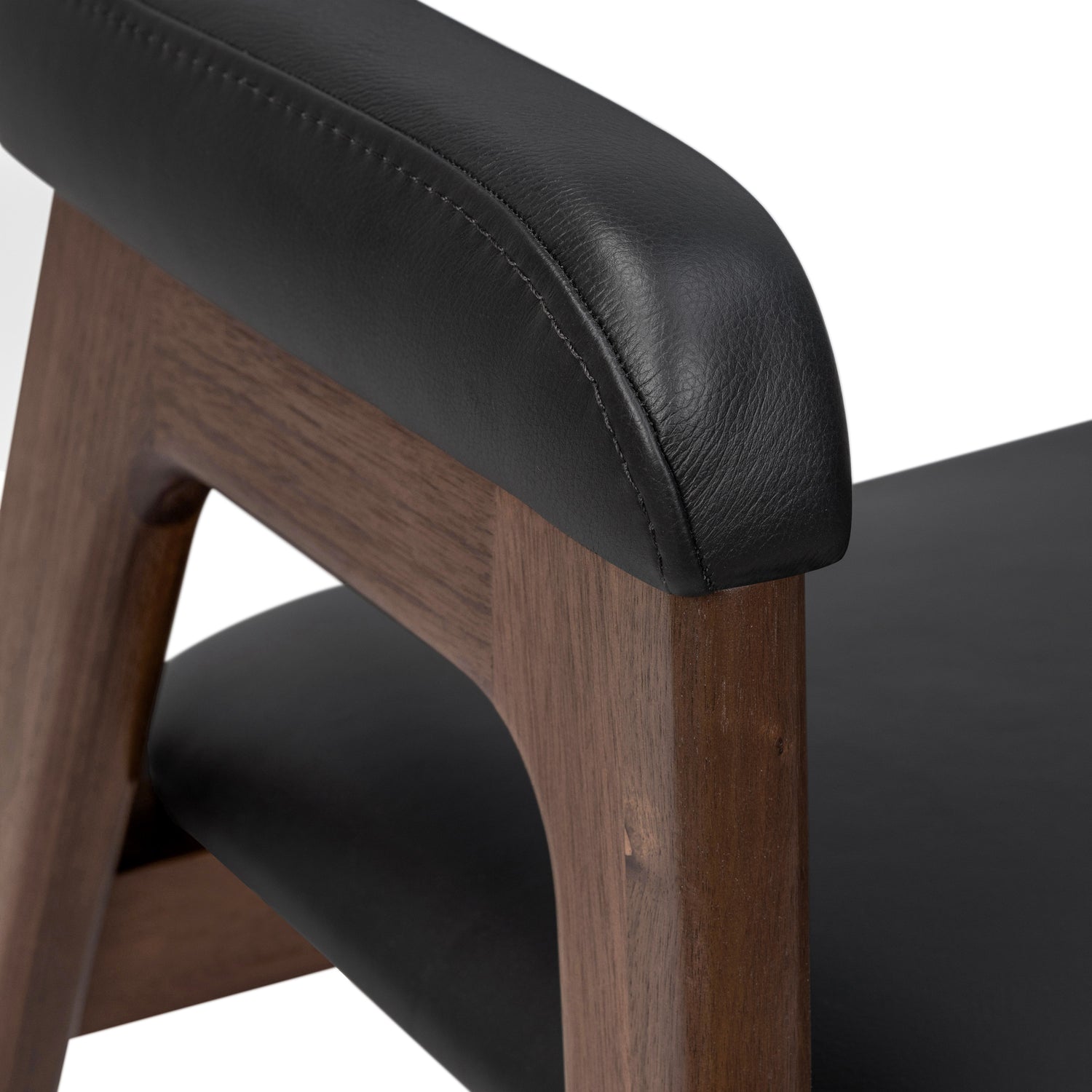 Lando Leather Dining Chair | Black/Walnut 