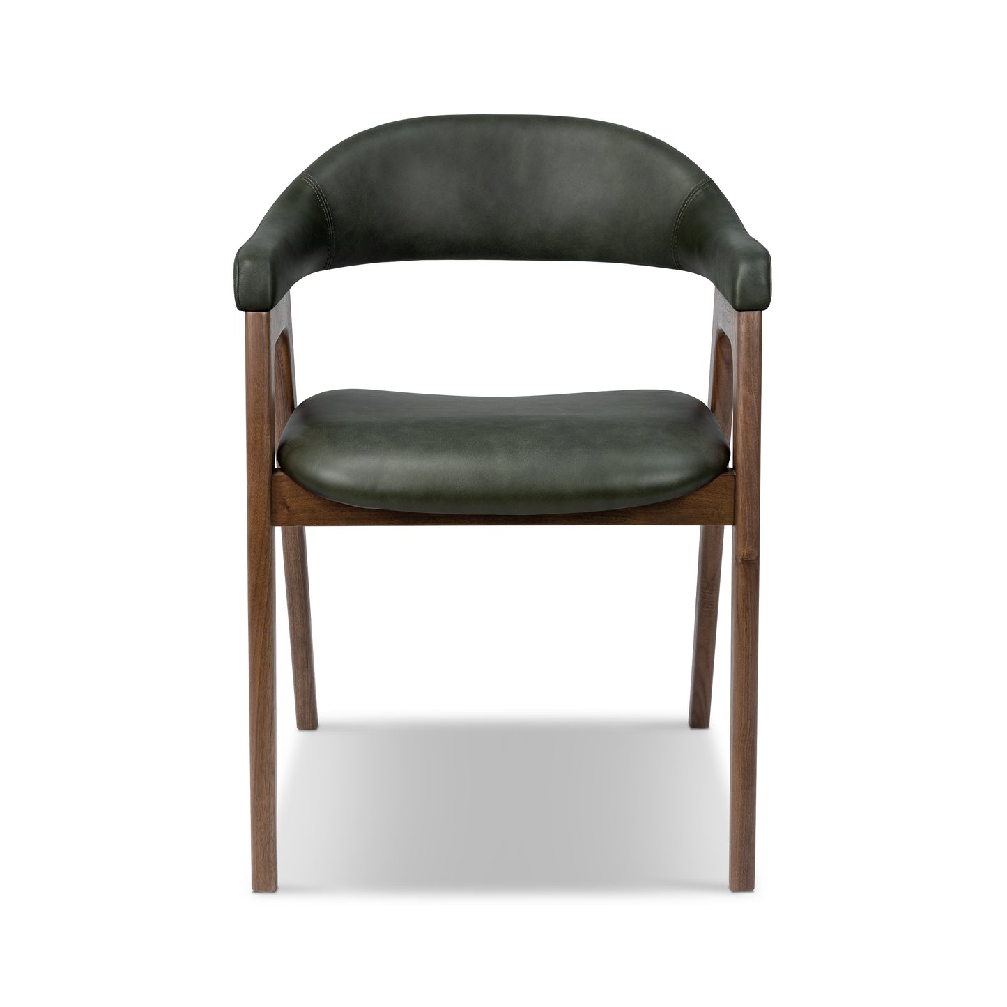 Lando Leather Dining Chair | Green/Walnut