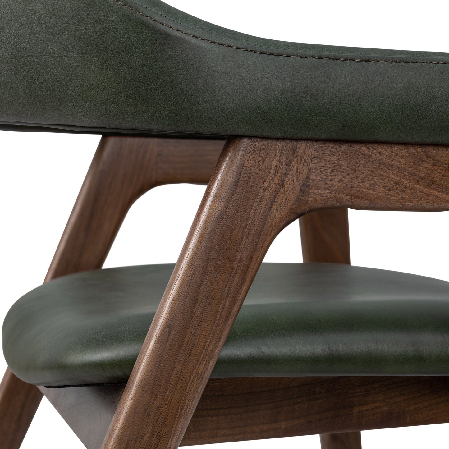 Lando Leather Dining Chair | Green/Walnut