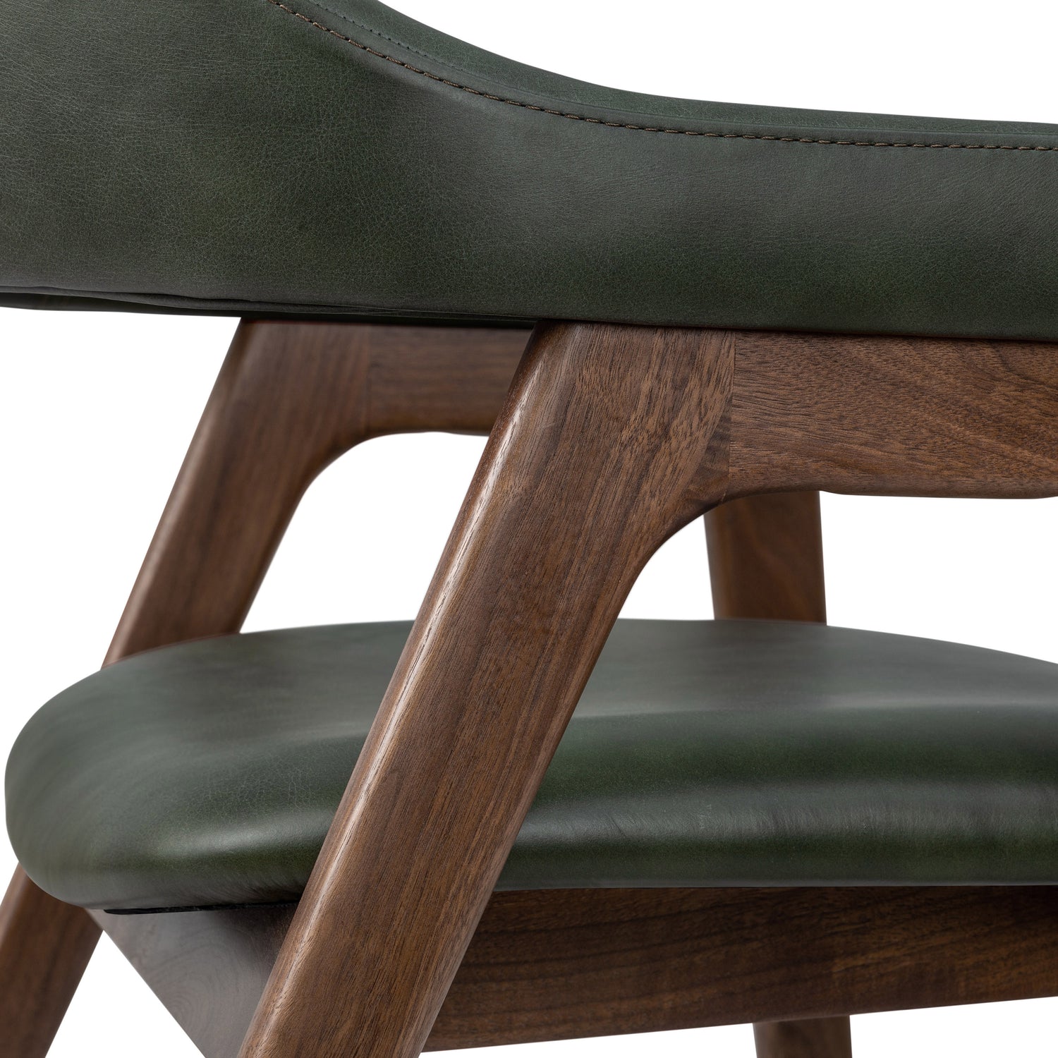 Lando Leather Dining Chair | Green/Walnut 