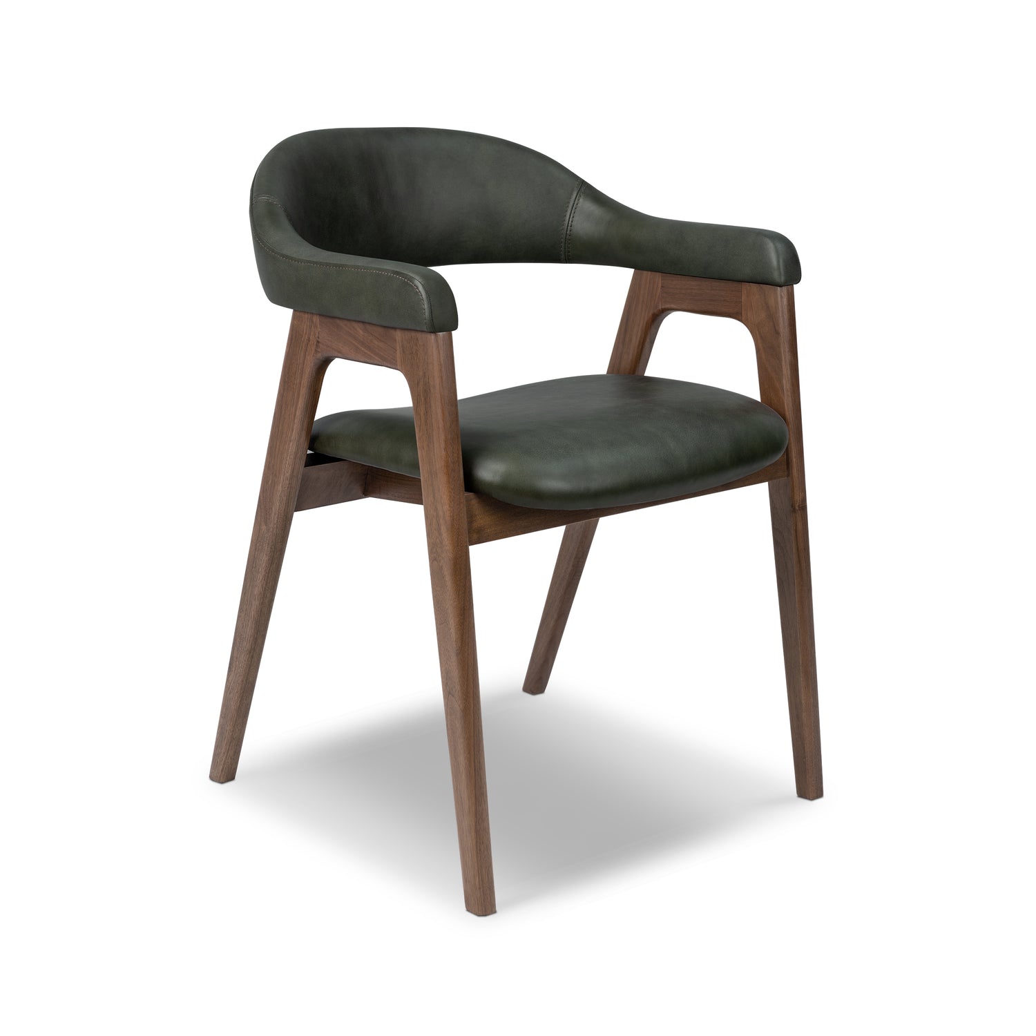 Lando Leather Dining Chair | Green/Walnut 
