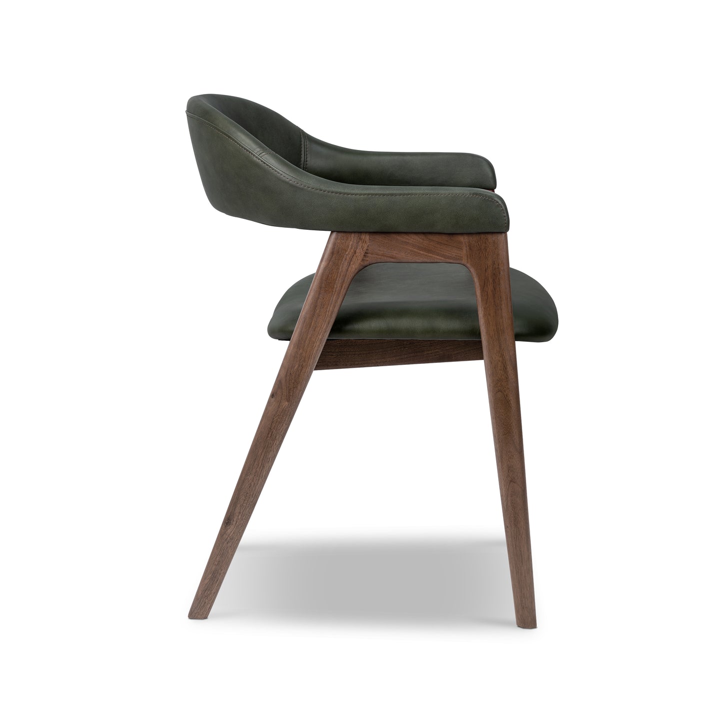 Lando Leather Dining Chair | Green/Walnut