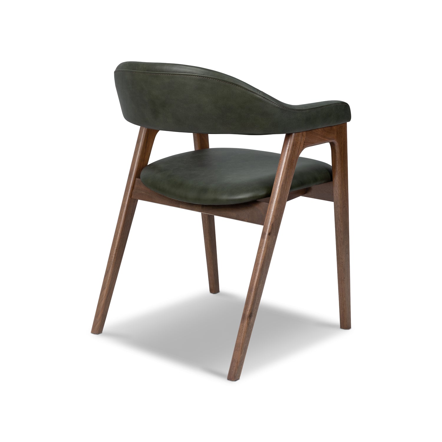 Lando Leather Dining Chair | Green/Walnut 