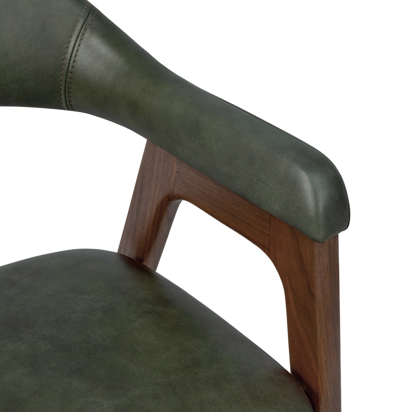 Lando Leather Dining Chair | Green/Walnut