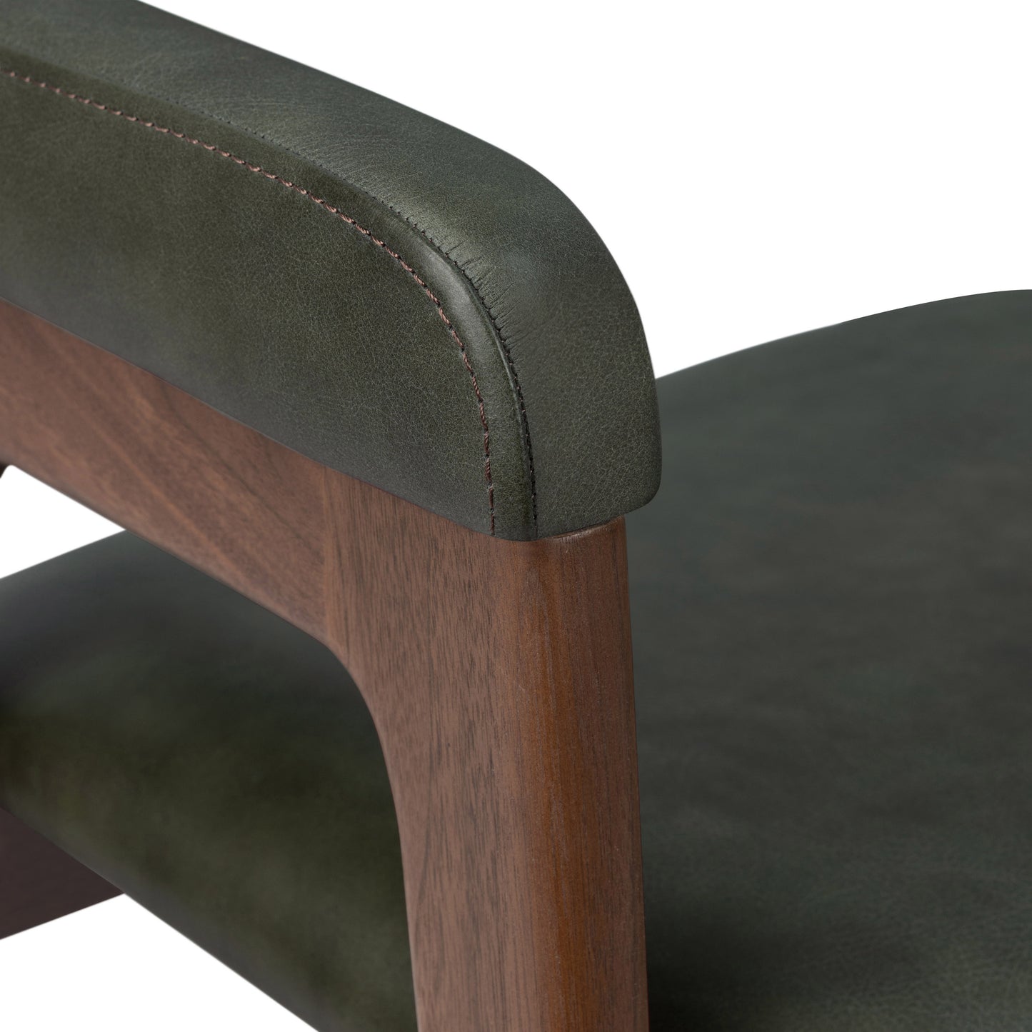 Lando Leather Dining Chair | Green/Walnut