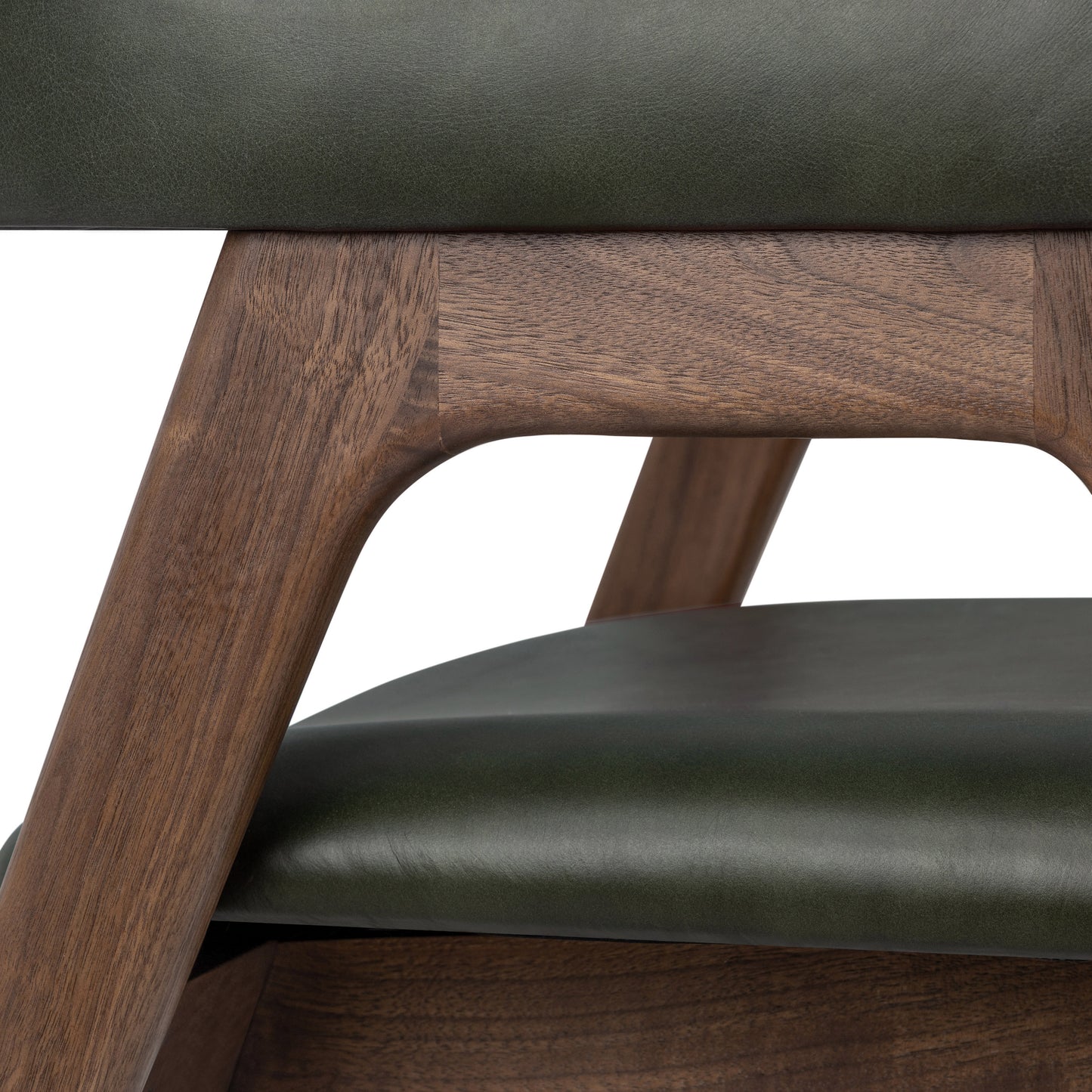 Lando Leather Dining Chair | Green/Walnut