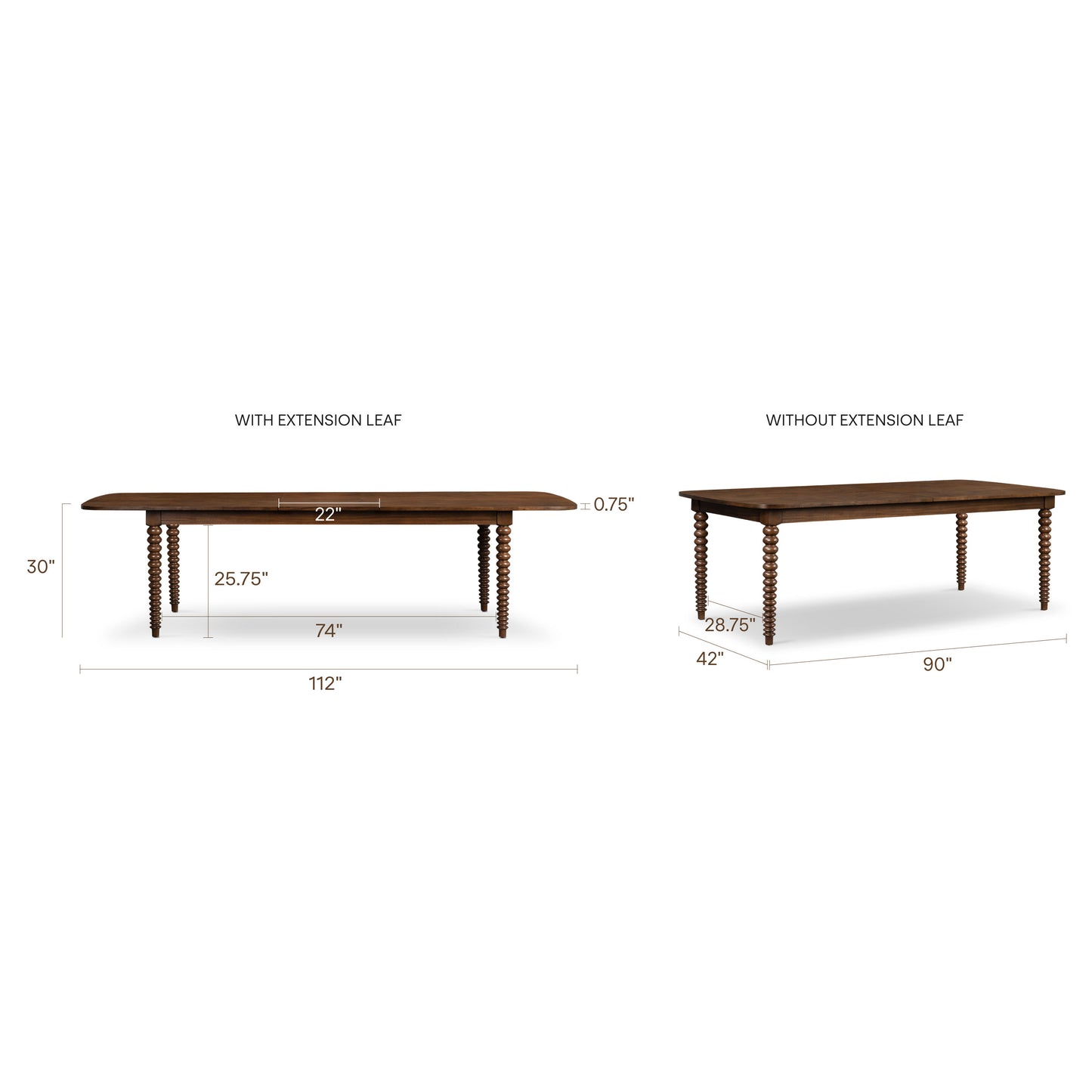Torno 90"-112" Extendable Dining Table | Walnut