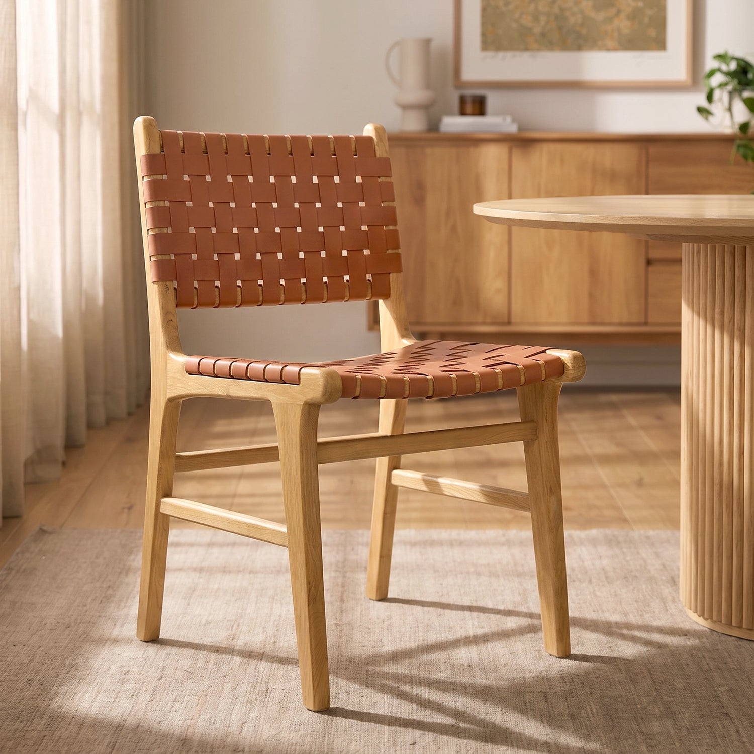 Banda Teak & Leather Dining Chair | Fauve Tan lifestyle_image
