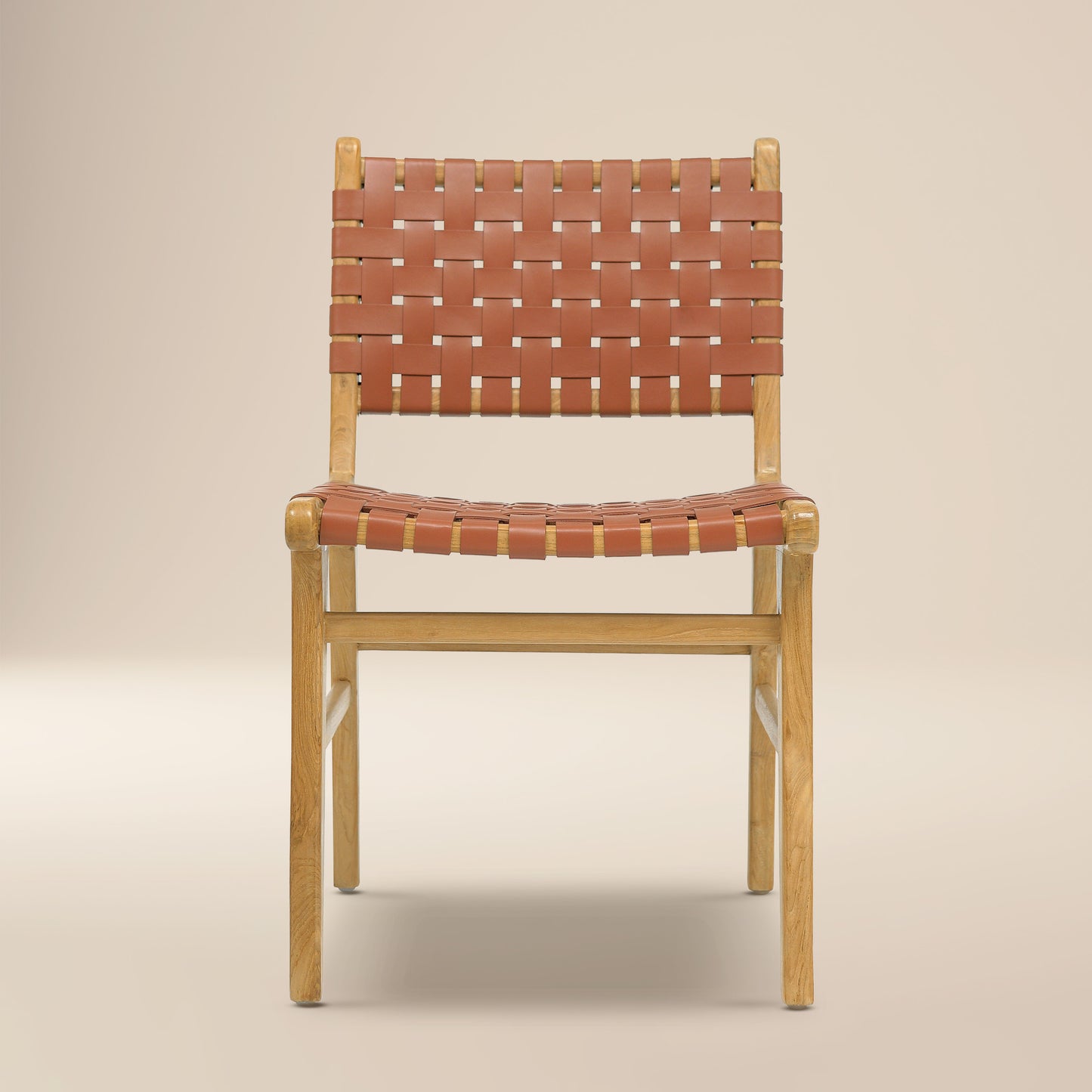 Banda Teak & Leather Dining Chair | Fauve Tan