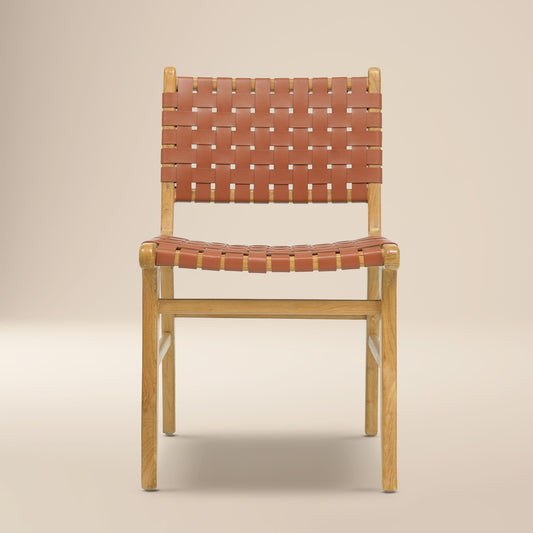 Banda Teak & Leather Dining Chair | Fauve Tan
