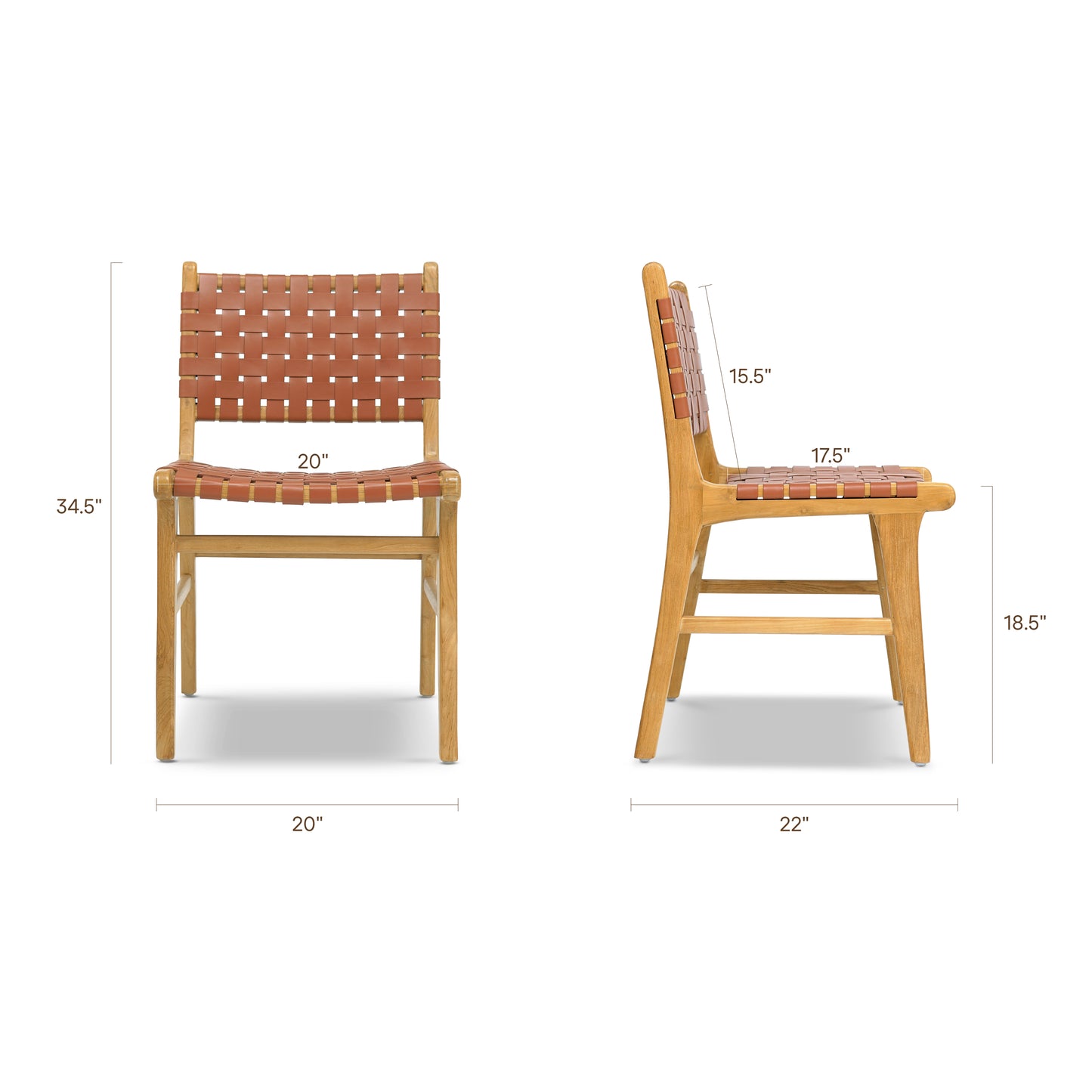 Banda Teak & Leather Dining Chair | Fauve Tan