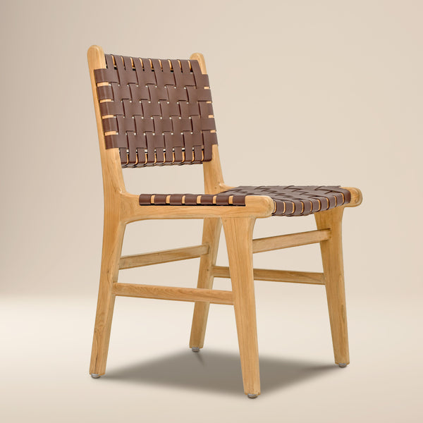 Banda Teak & Leather Dining Chair | Molten Brown