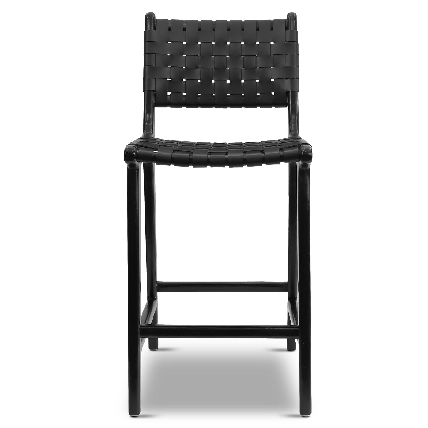 Banda Teak & Leather Counter Height Stool | Havana Black