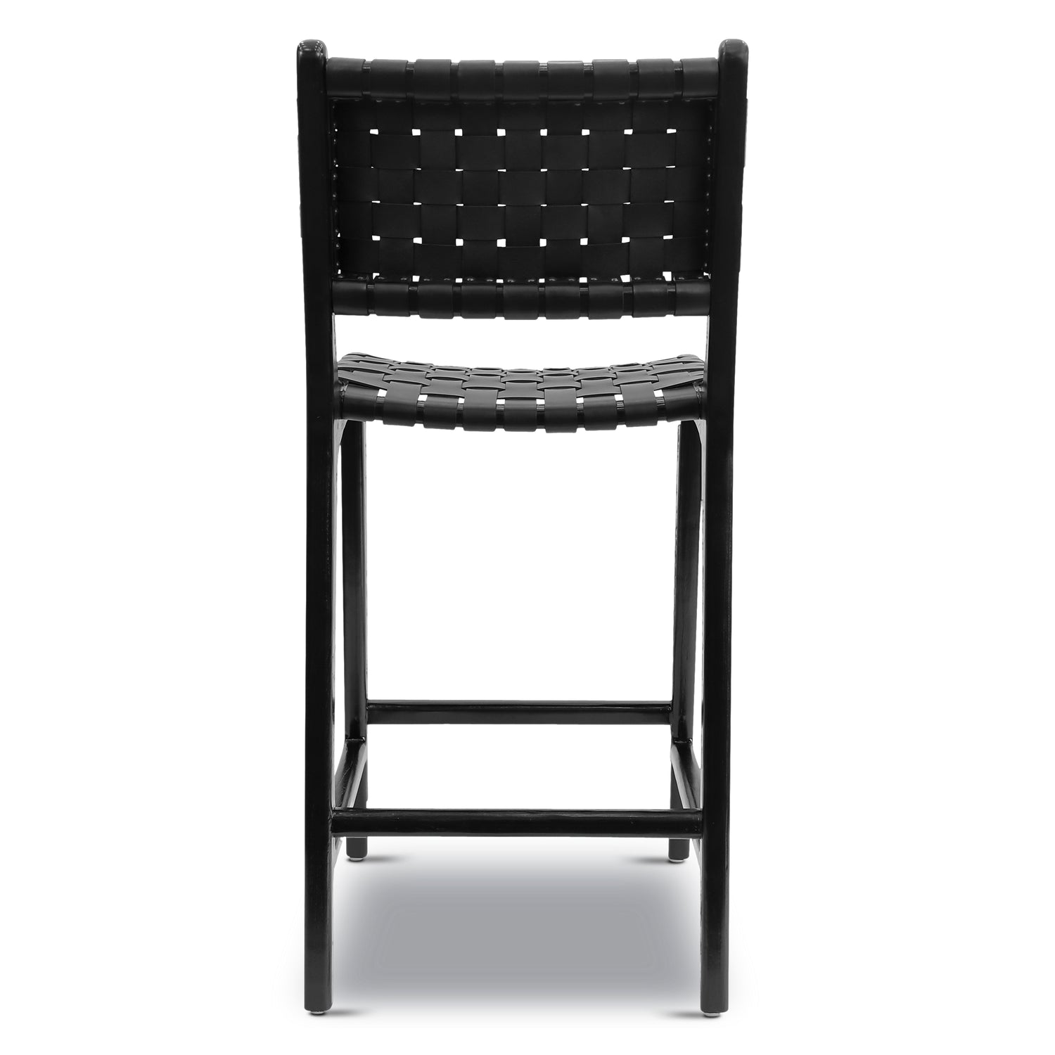 Banda Teak & Leather Counter Height Stool | Havana Black 
