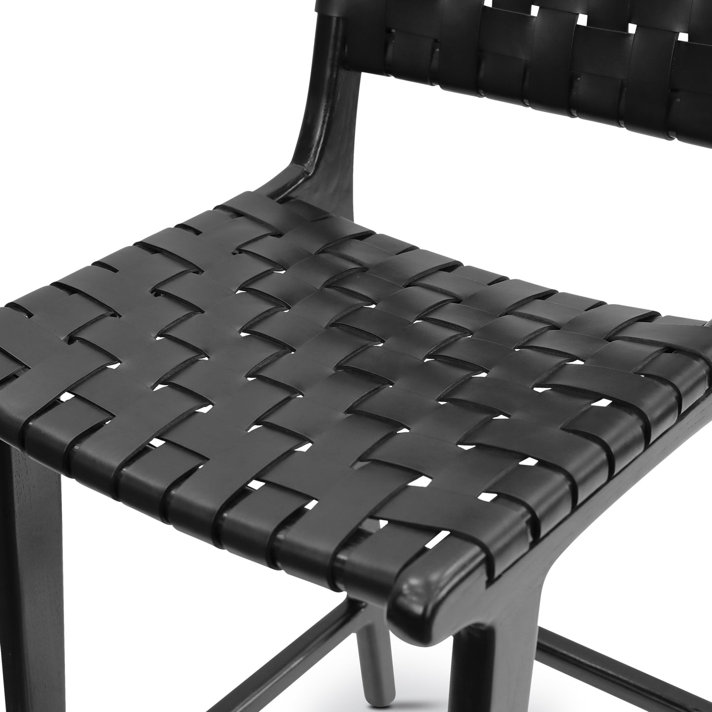 Banda Teak & Leather Counter Height Stool | Havana Black