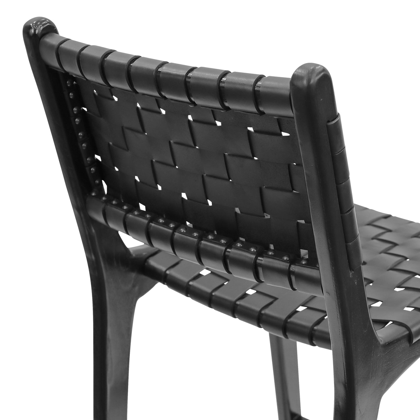 Banda Teak & Leather Counter Height Stool | Havana Black