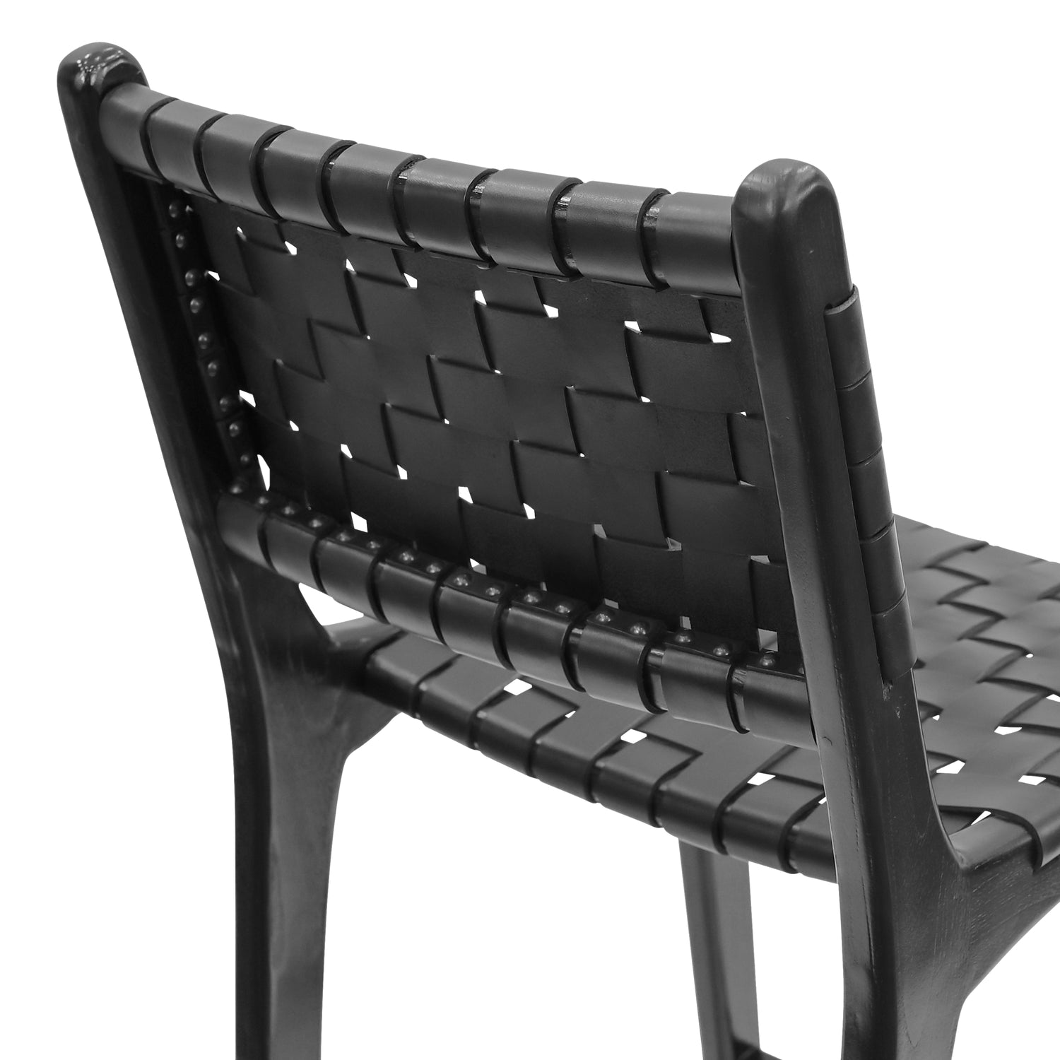 Banda Teak & Leather Counter Height Stool | Havana Black 