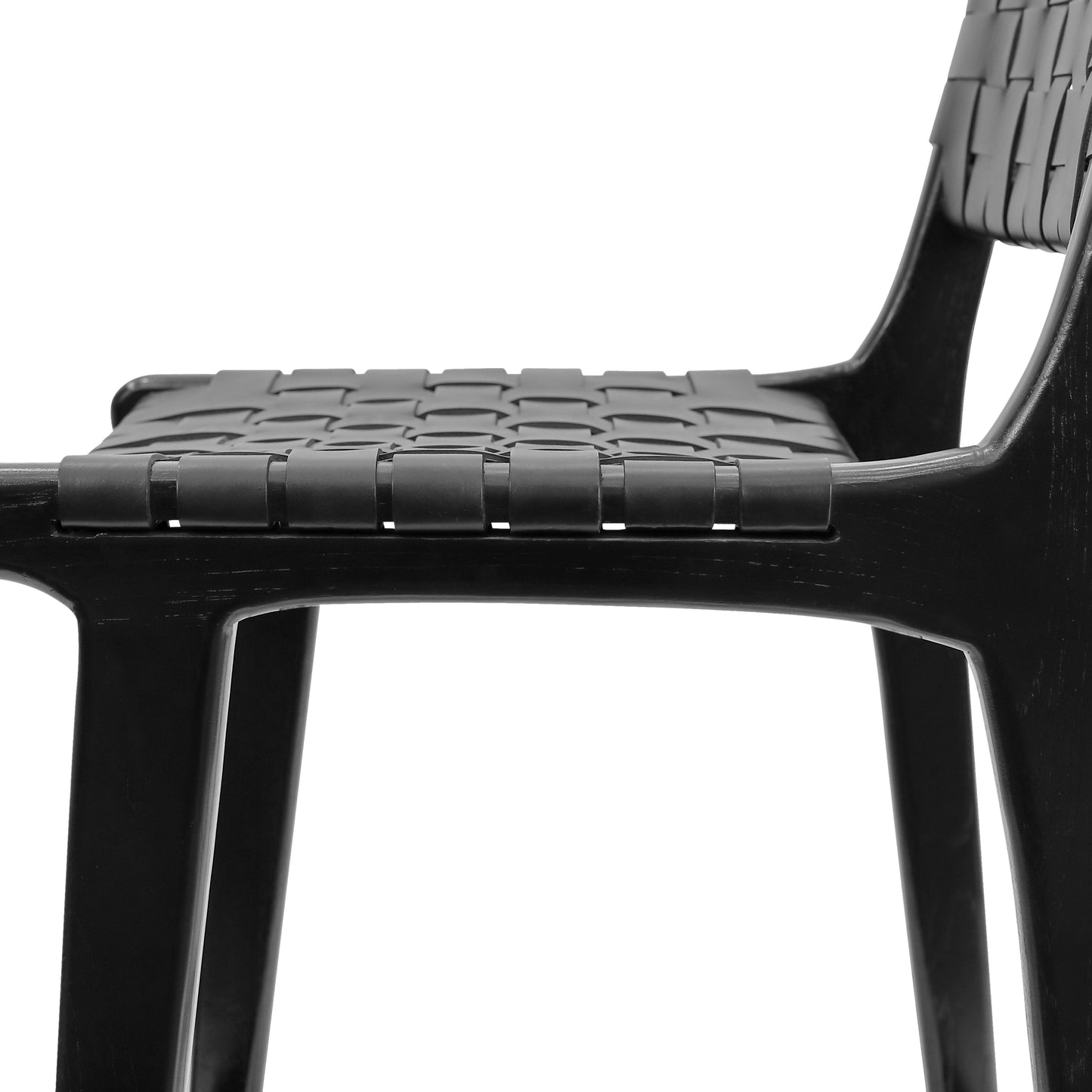 Banda Teak & Leather Counter Height Stool | Havana Black